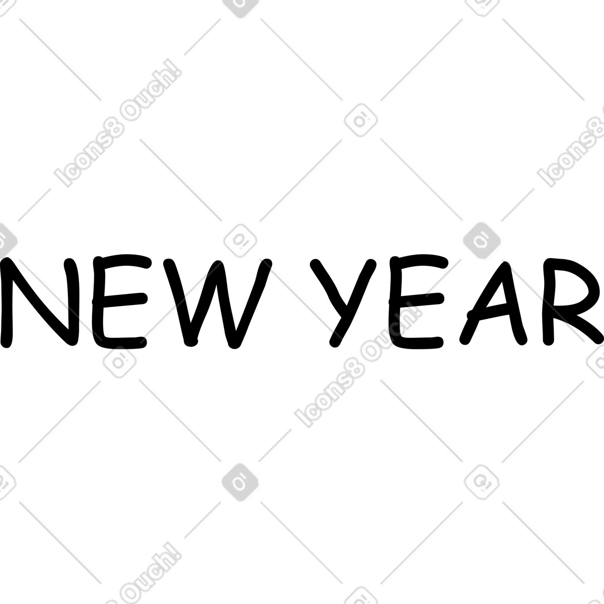 Black New Year lettering-Illustration im Sitcom-Stil als Download in PNG, SVG