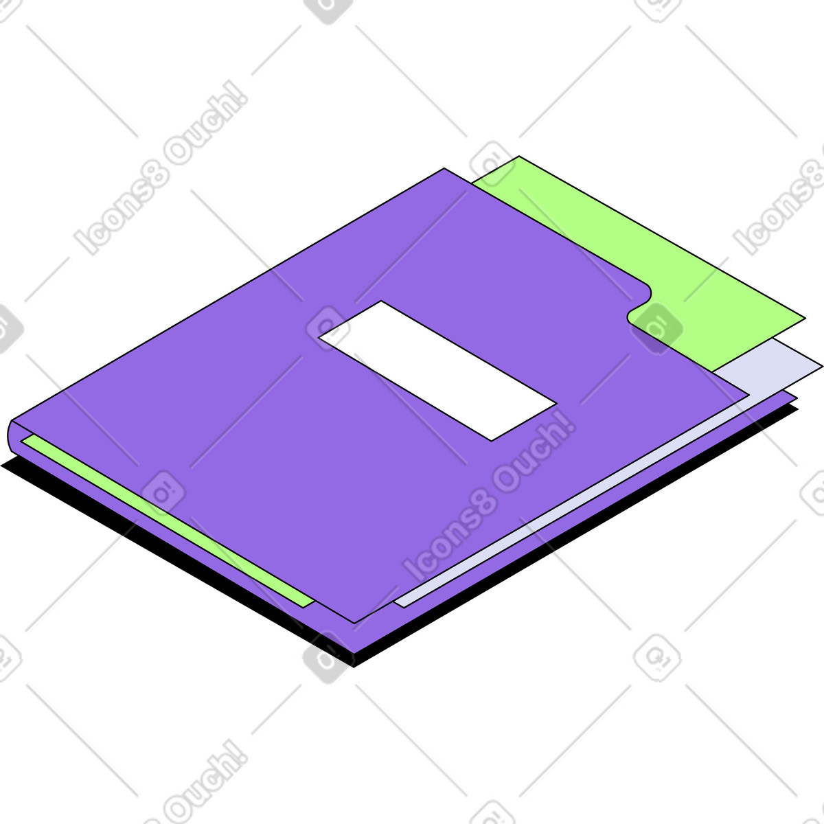 Ordner mit dokumenten-Illustration im Project-Stil als Download in PNG, SVG