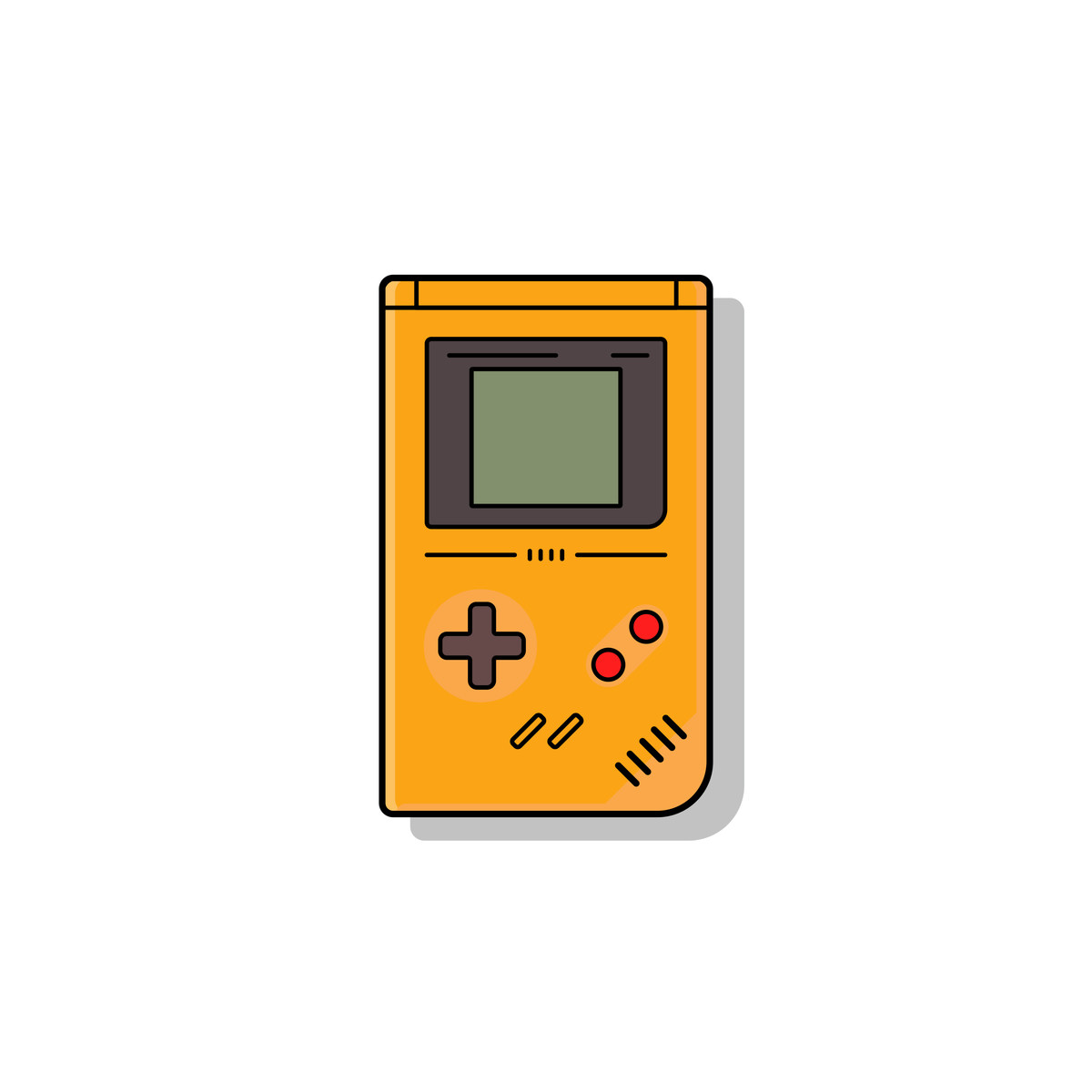 Yellow handheld game console, retro gaming nostalgia illustrazione in stile Gummy scarica in PNG, SVG