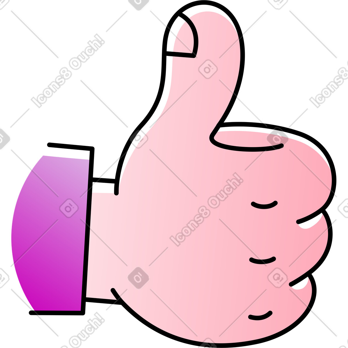 Ilustración Mano mostrando el pulgar hacia arriba en estilo Pocus a descargar en PNG y SVG