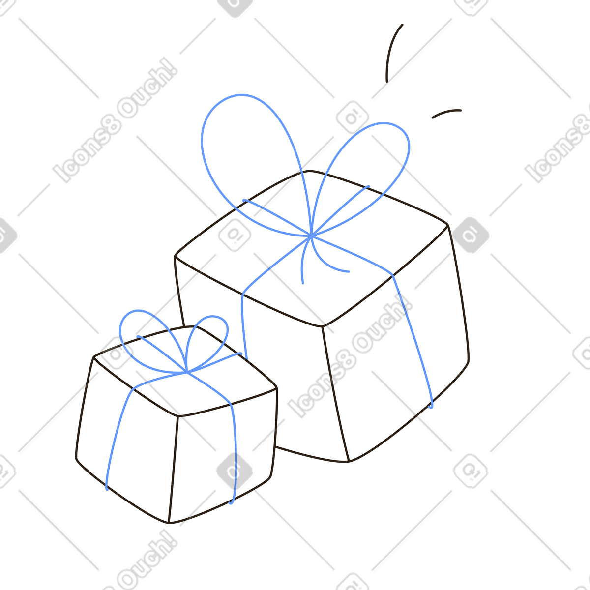Dos cajas de regalo con lazos de cinta, ideales para celebraciones navideñas y cumpleaños. illustration in PNG, SVG