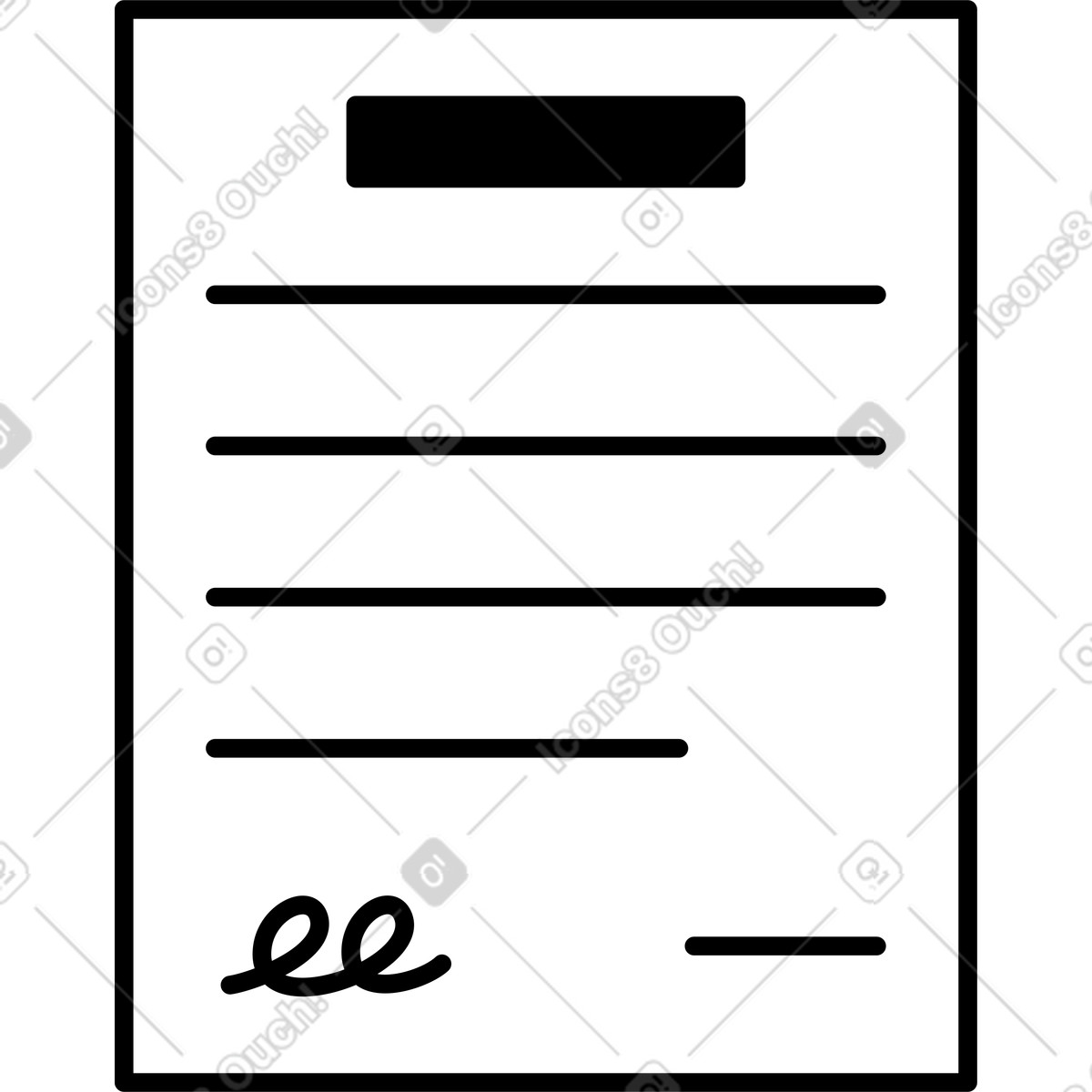 Иллюстрация Contract document with signature line and header block minimal layout в стиле Notion Art — скачать в форматах PNG, SVG