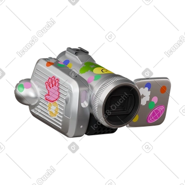 3D CCTV camera with stickers PNG, SVG