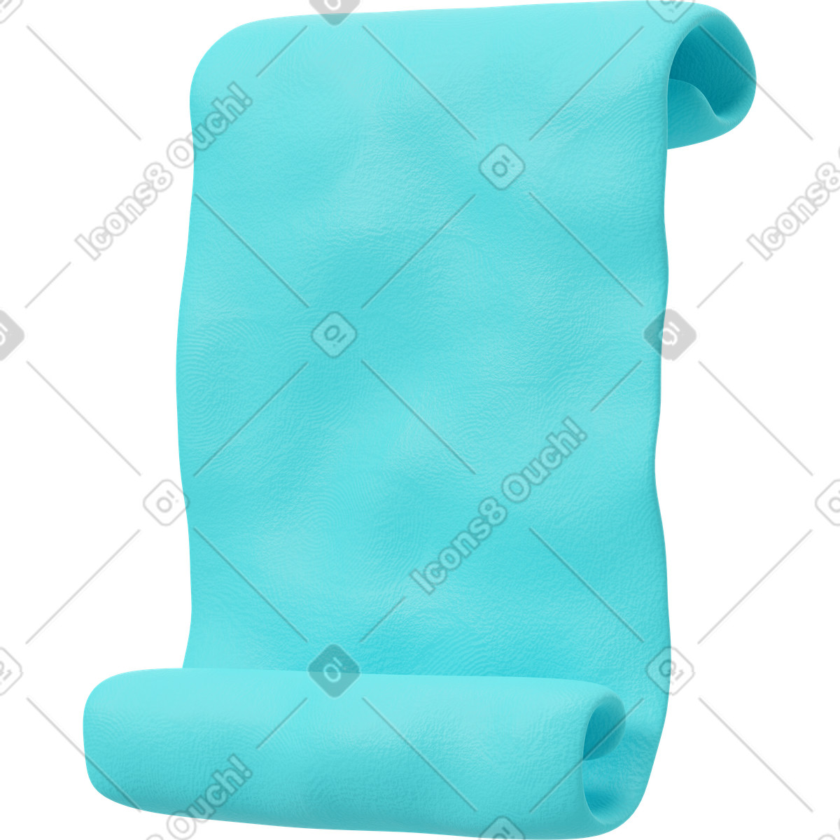 3D Plastilina スタイルの 青いスクロール紙のシンボル のイラストをPNG、SVG形式でダウンロード