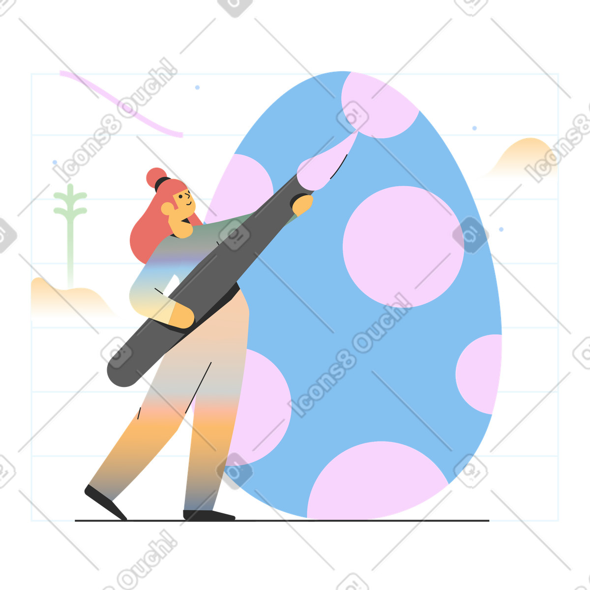 Иллюстрация Easter egg painting, Holiday activity and DIY decoration в стиле Marginalia — скачать в форматах PNG, SVG