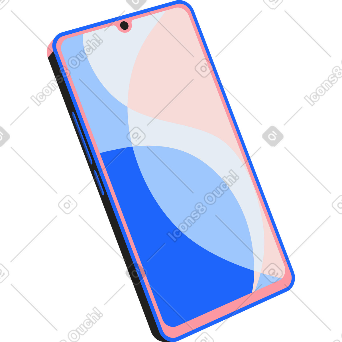 Illustration Vue de face du smartphone dans le style Editorial à télécharger aux formats PNG, SVG