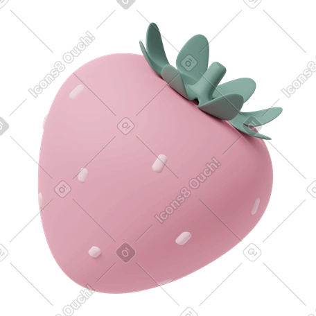 Ilustración 3D Pink strawberry en estilo Comida Casual life a descargar en PNG y SVG