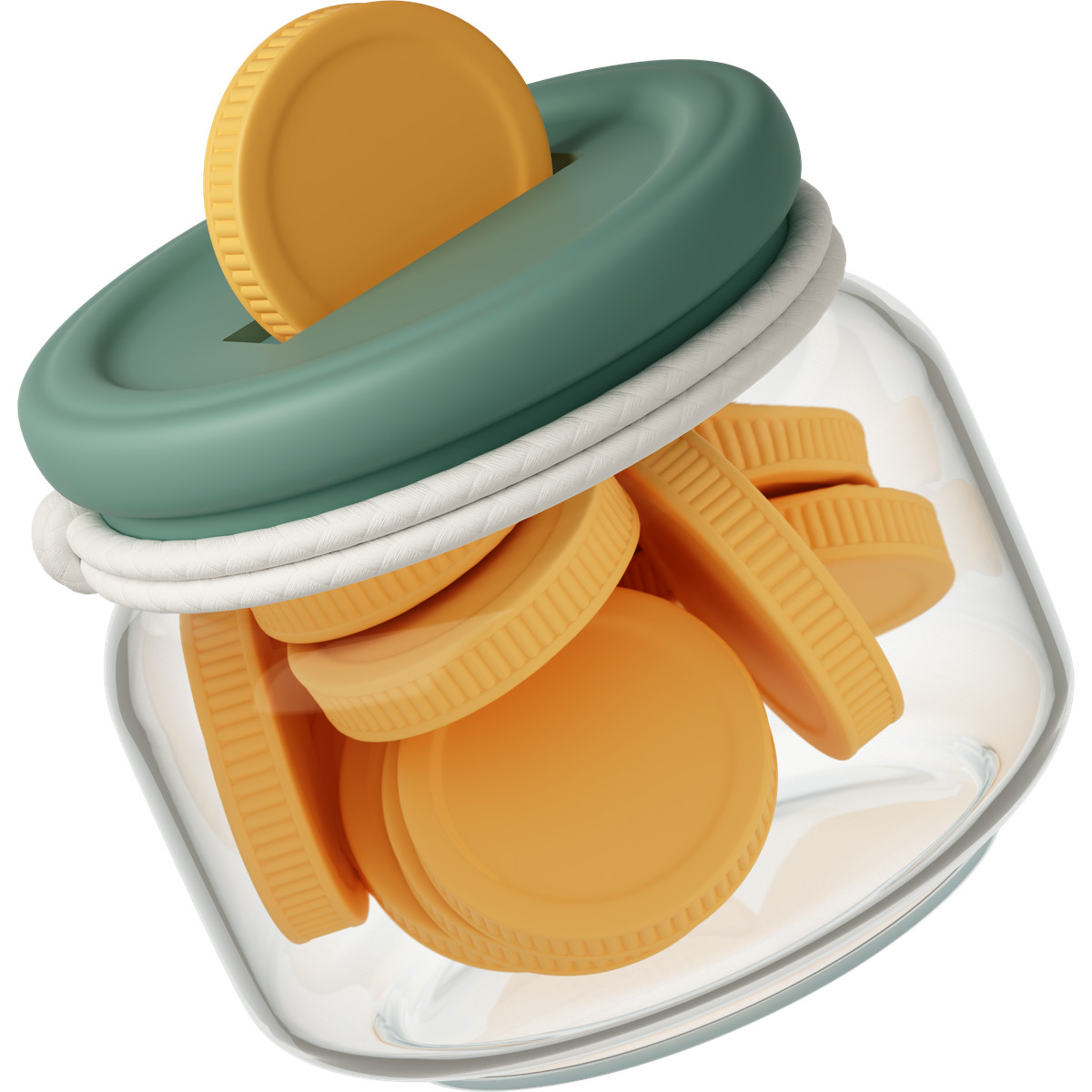 Illustration animée Savings jar filled with coins for financial planning and budgeting dans le style 3D Casual life à télécharger aux formats GIF, Lottie (JSON), AE