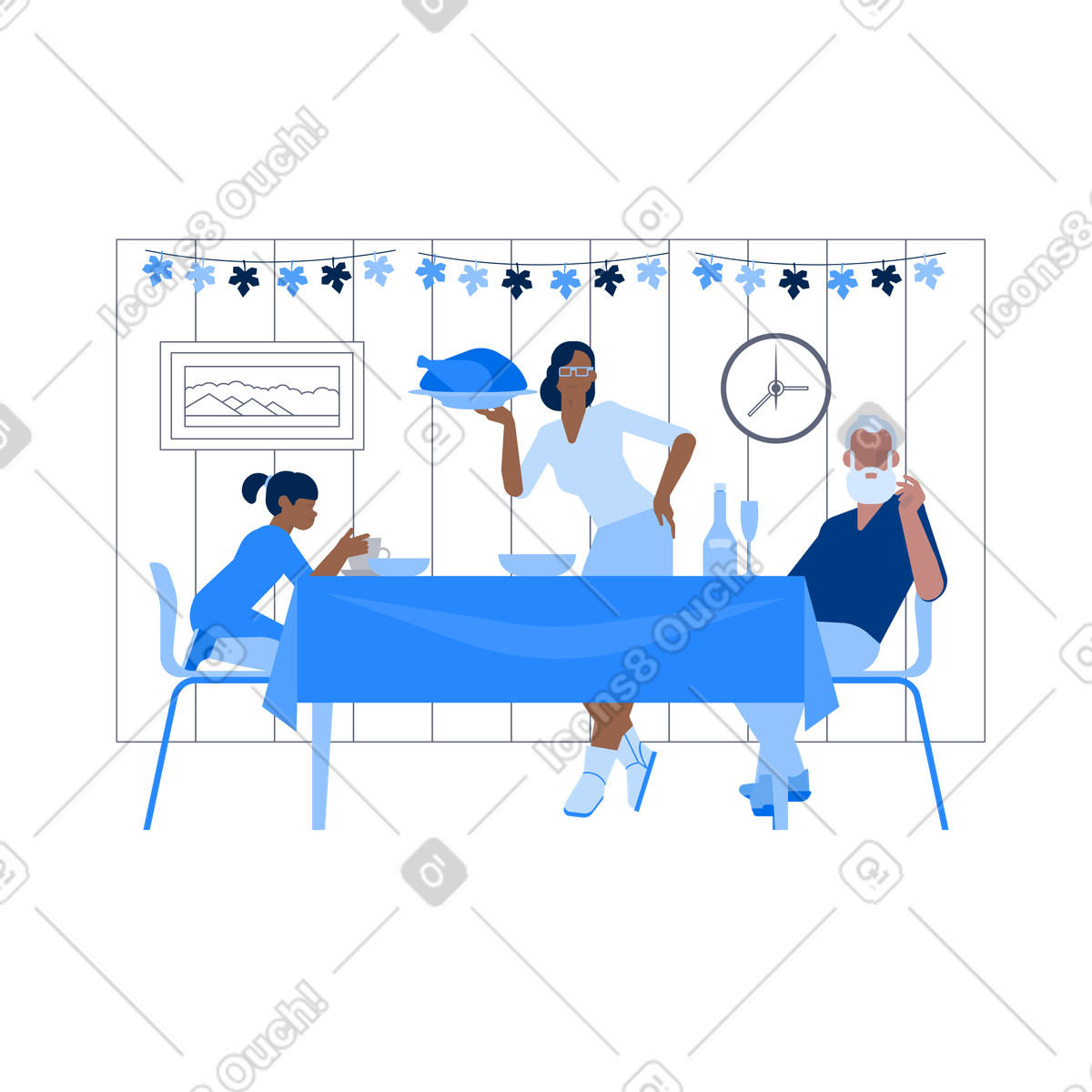 Thanksgiving Day Dinner illustration featuring festive cuisine clipart for culinary projects