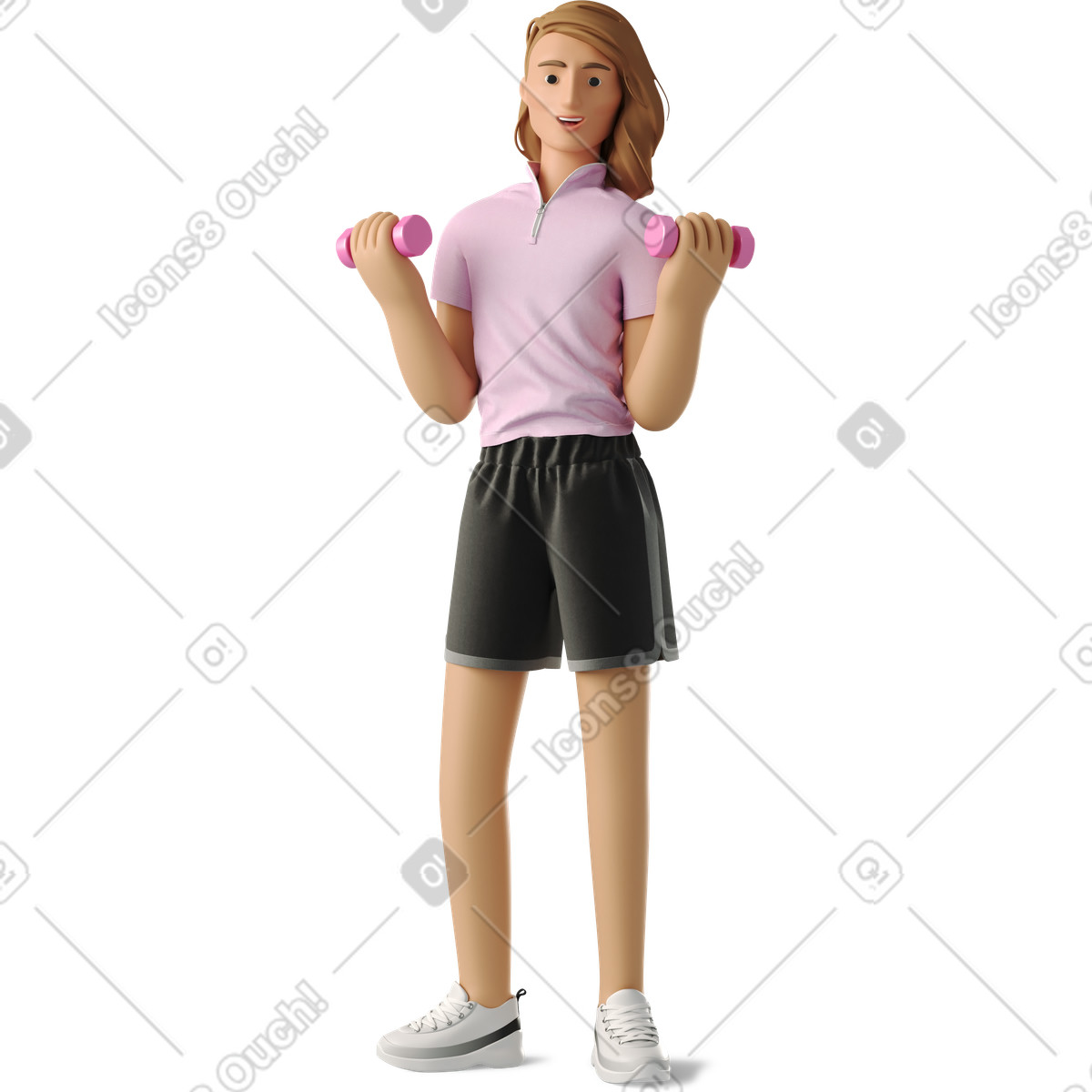 Ilustração de Non-binary person exercises with dumbbells em no estilo 3D Business para baixar em PNG, SVG