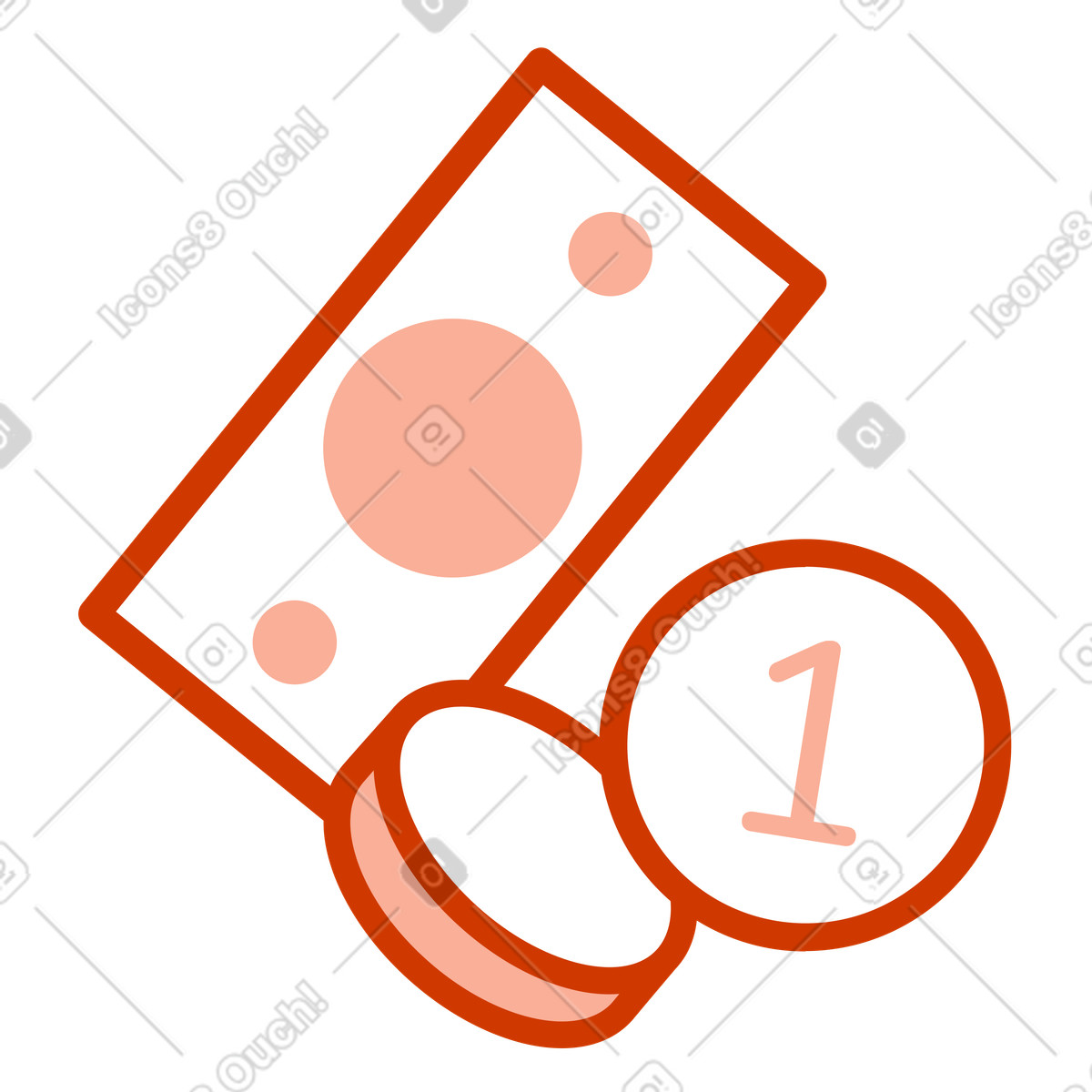 Paper and coin currency illustration showing cash clipart for graphic projects in PNG, SVG