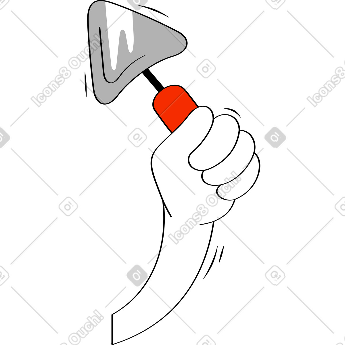Mano con cazzuola illustrazione in stile Looney scarica in PNG, SVG