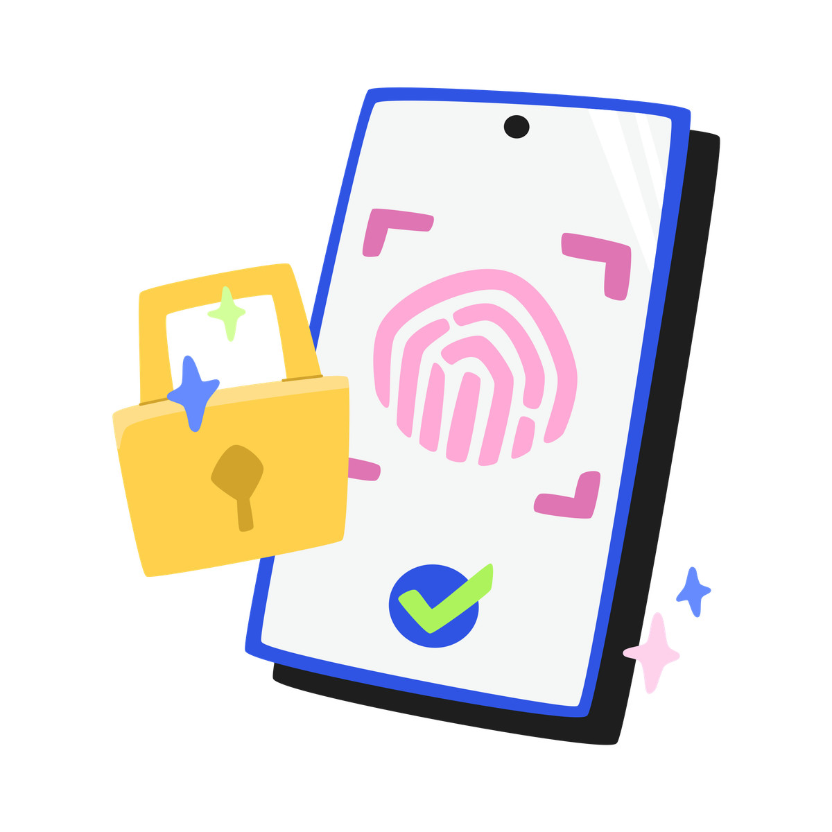 Security with fingerprint verification animated illustration in Bouncy style download in GIF, Lottie (JSON), AE