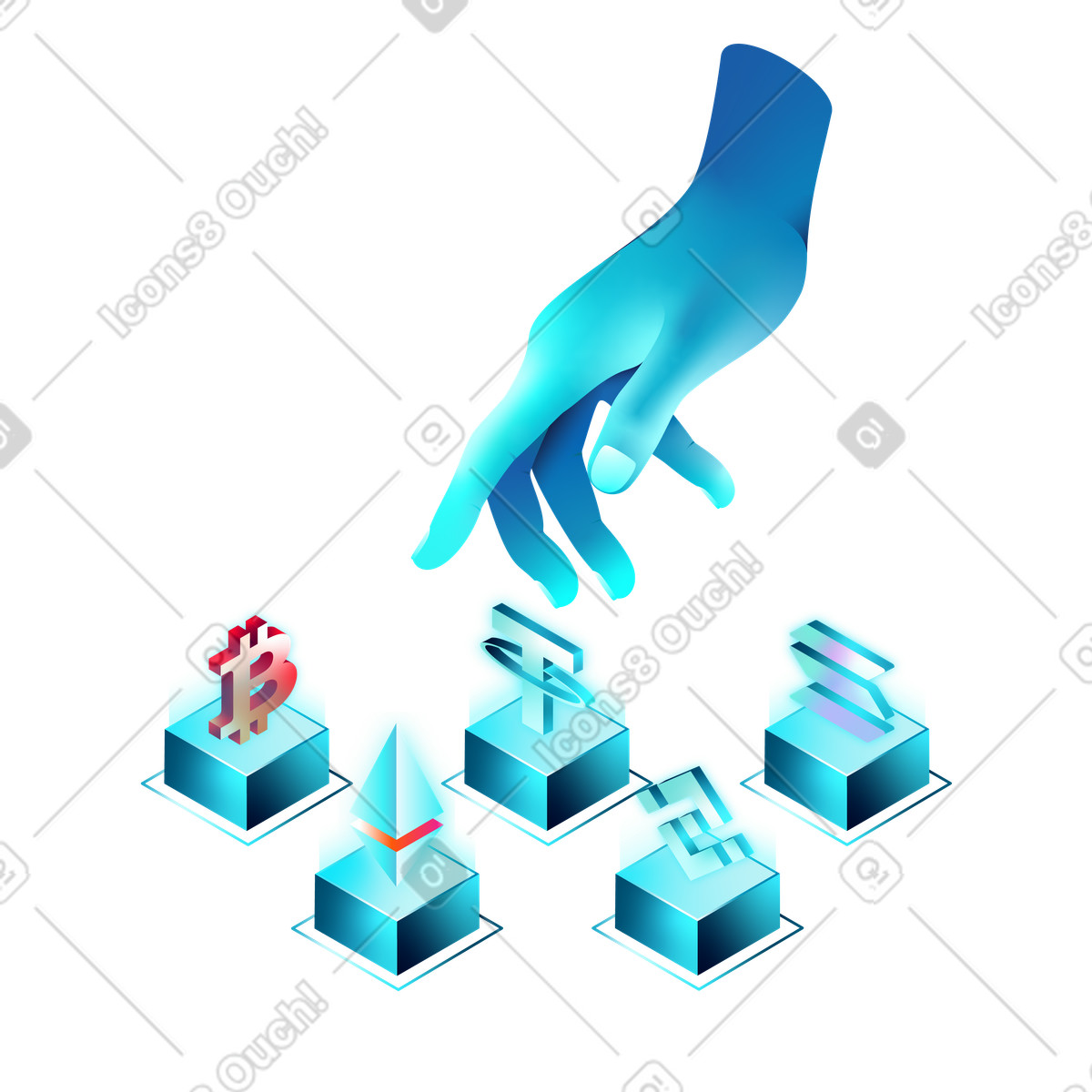 Investing in cryptocurrencies and crypto trading illustration in PNG, SVG