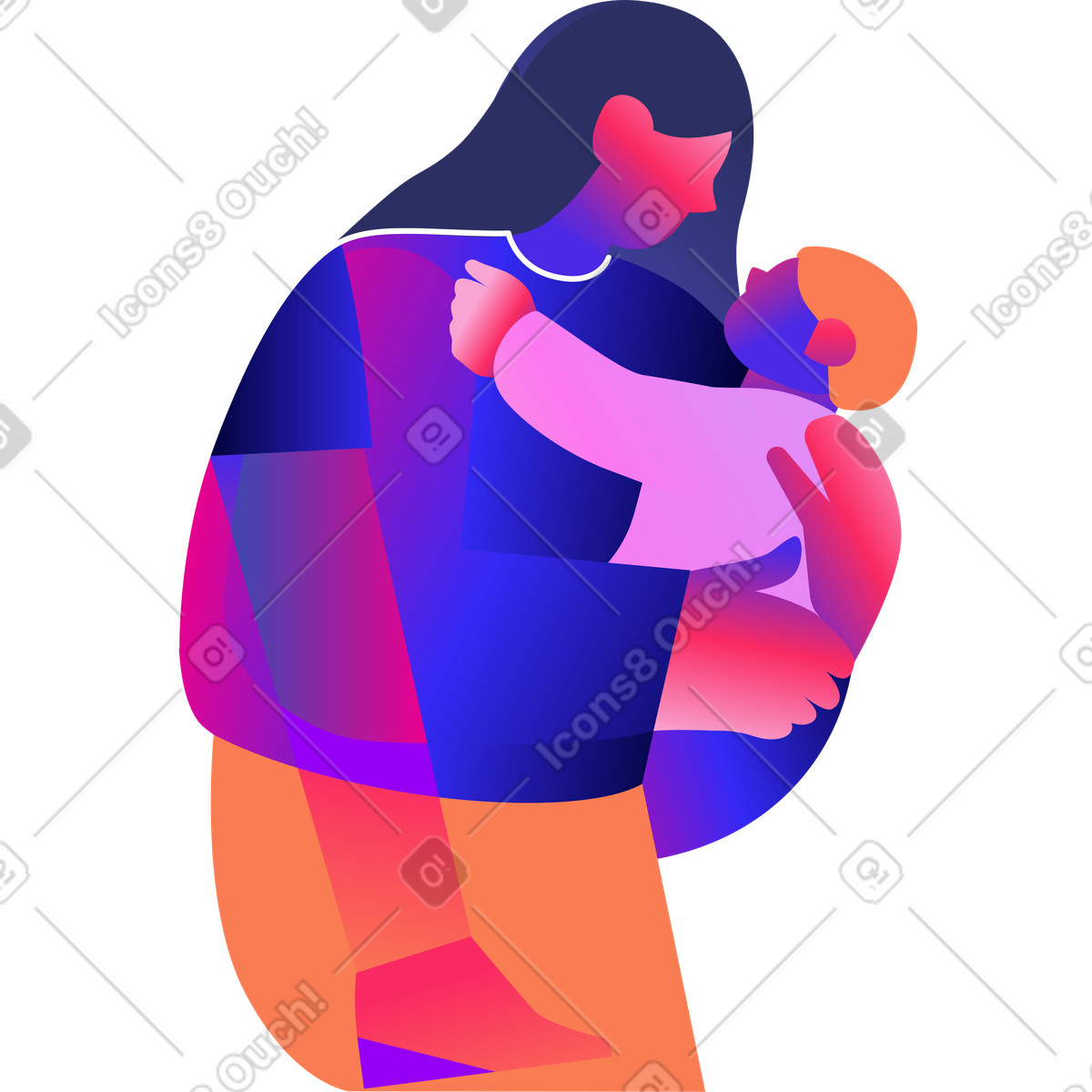Woman with baby illustration in Mix style download in PNG, SVG