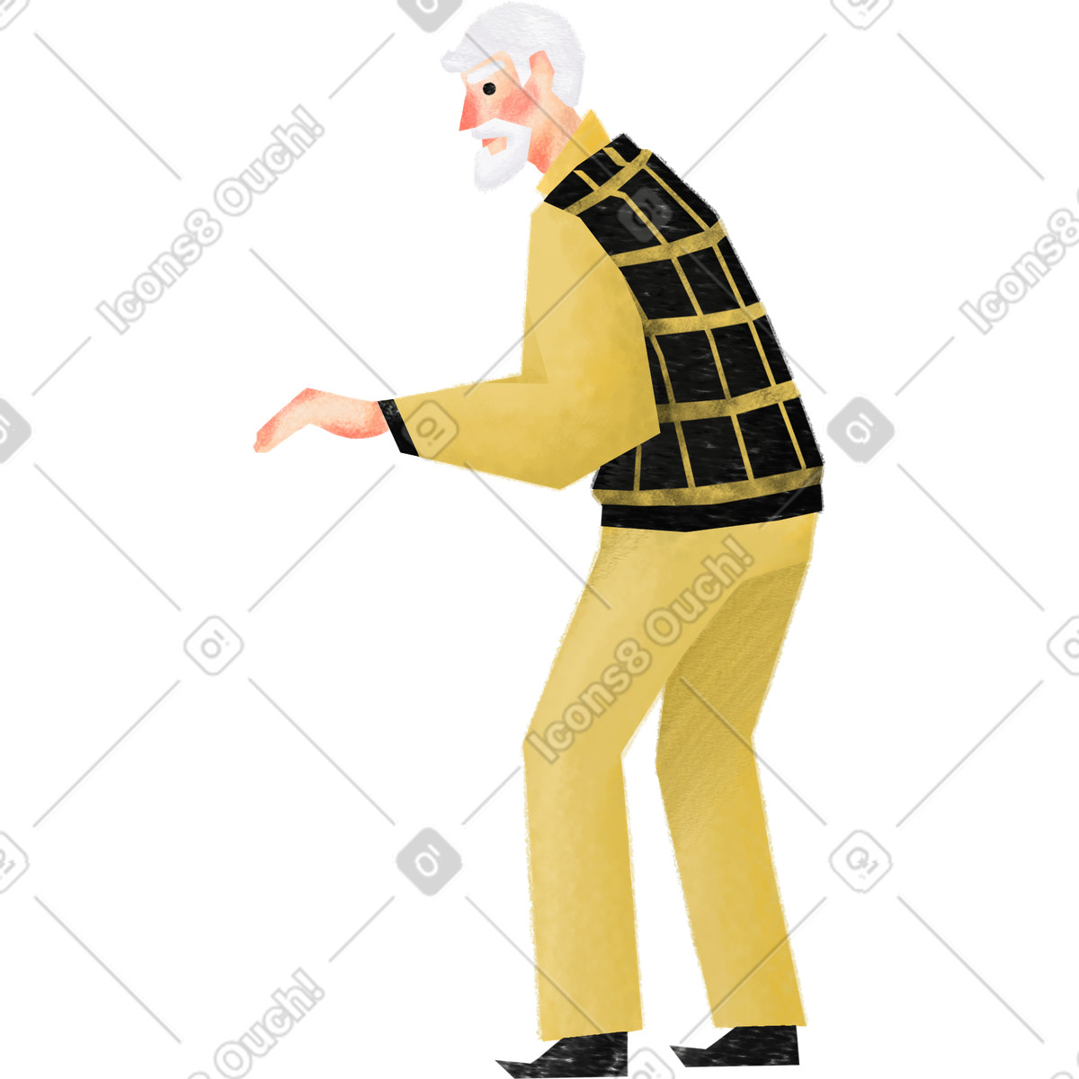 Old man illustration depicting a grandfather in clipart style PNG SVG GIF