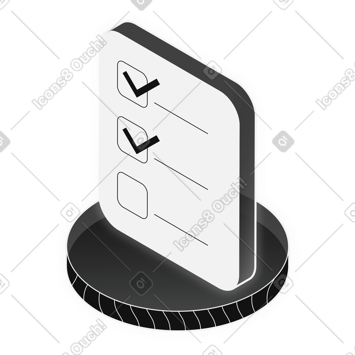 Task management checklist board for productivity tracking illustration in Inverse style download in PNG, SVG