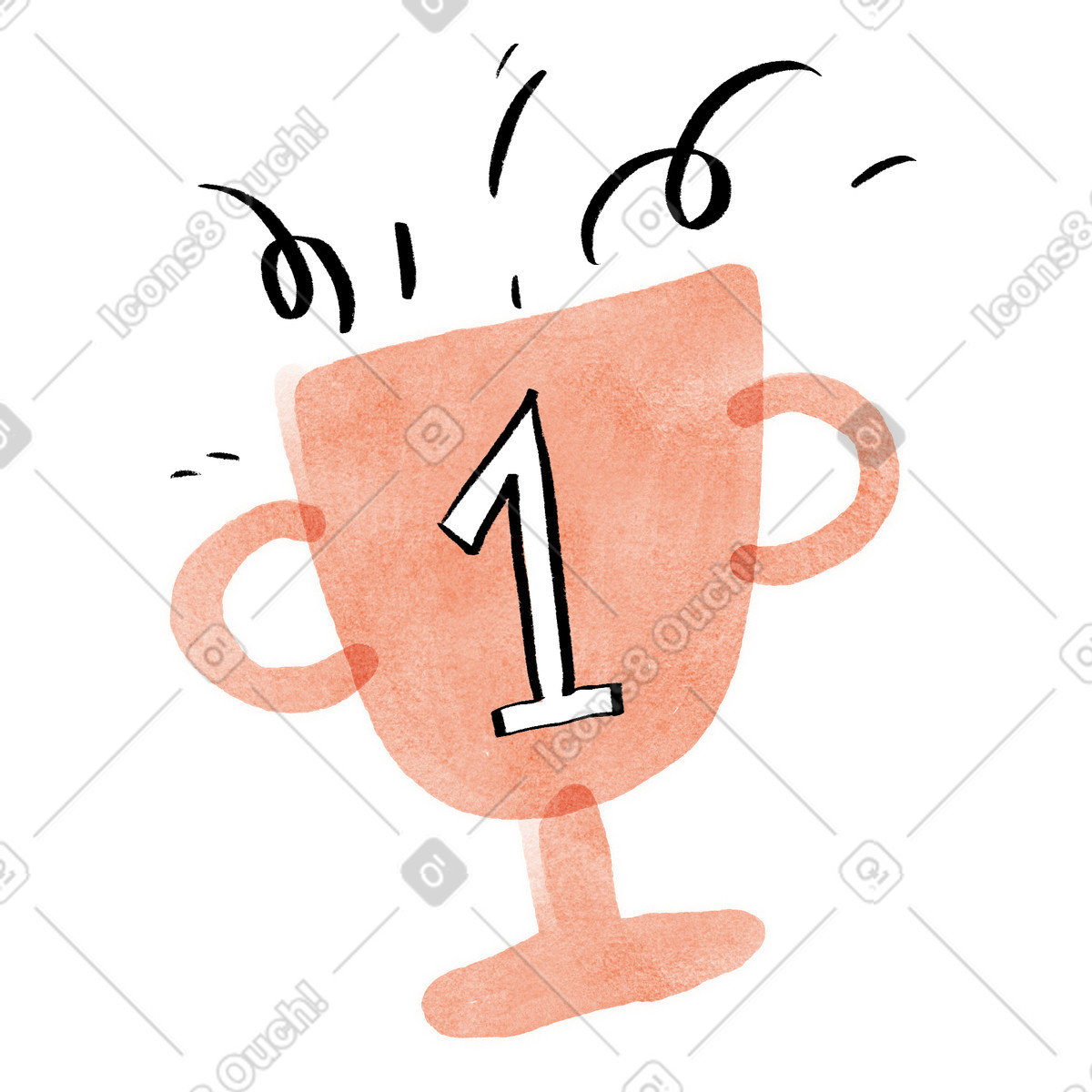 Number one trophy cup illustration celebrating achievement success clipart image in PNG SVG GIF
