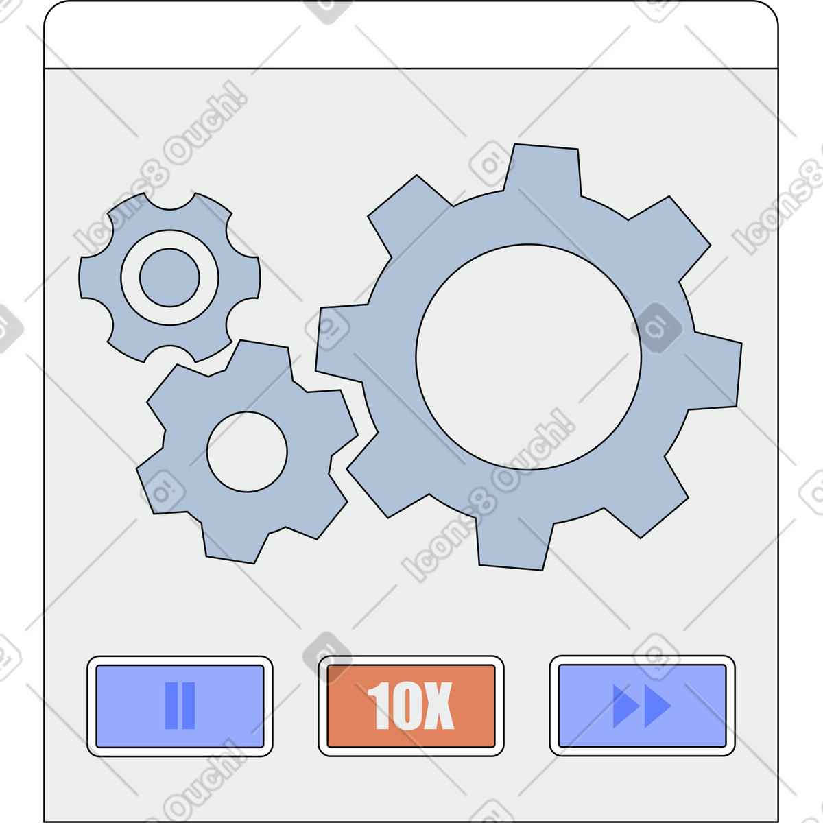 Workflow with speed buttons illustration in Teko style download in PNG, SVG