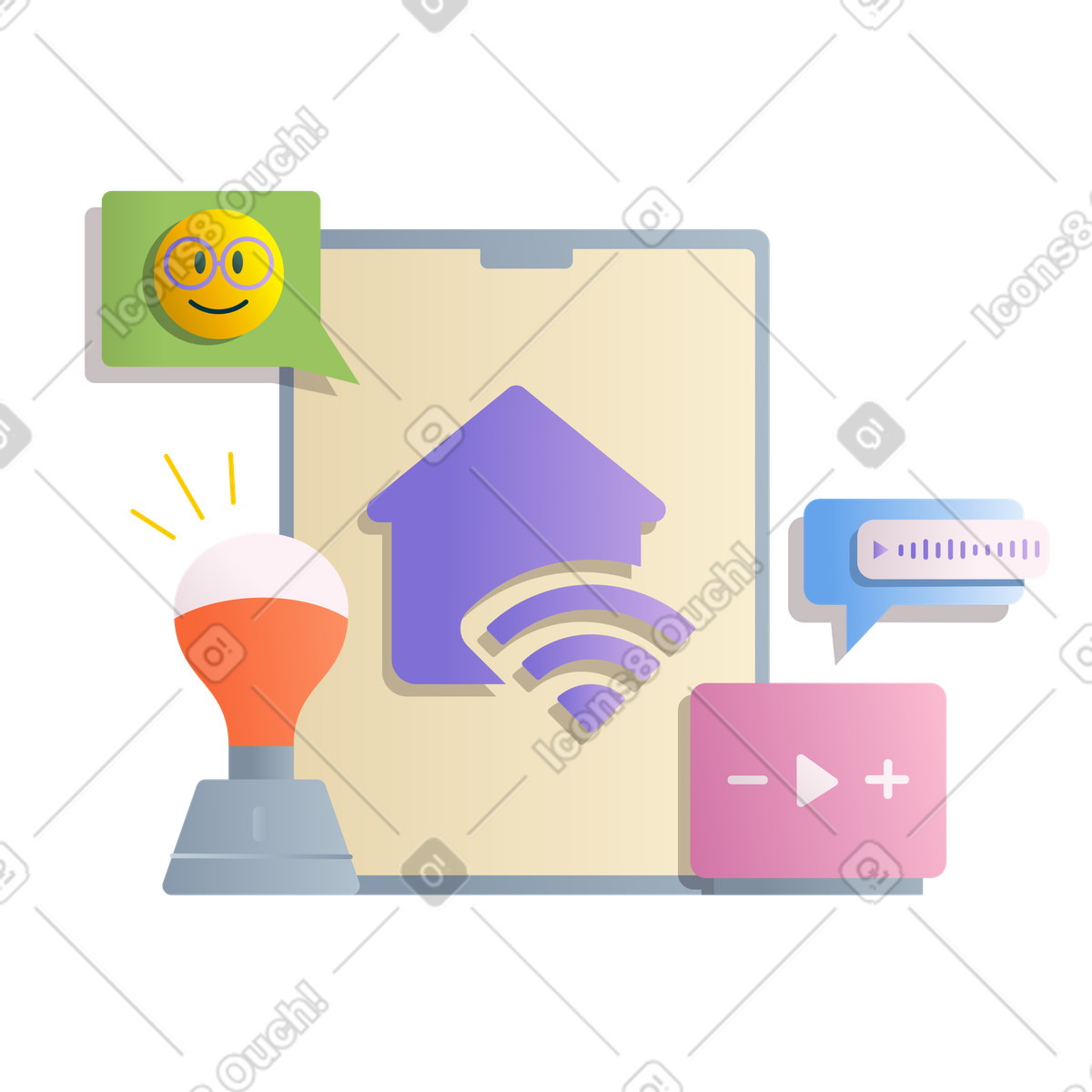 Phone with smart home control illustration in Silky style download in PNG, SVG