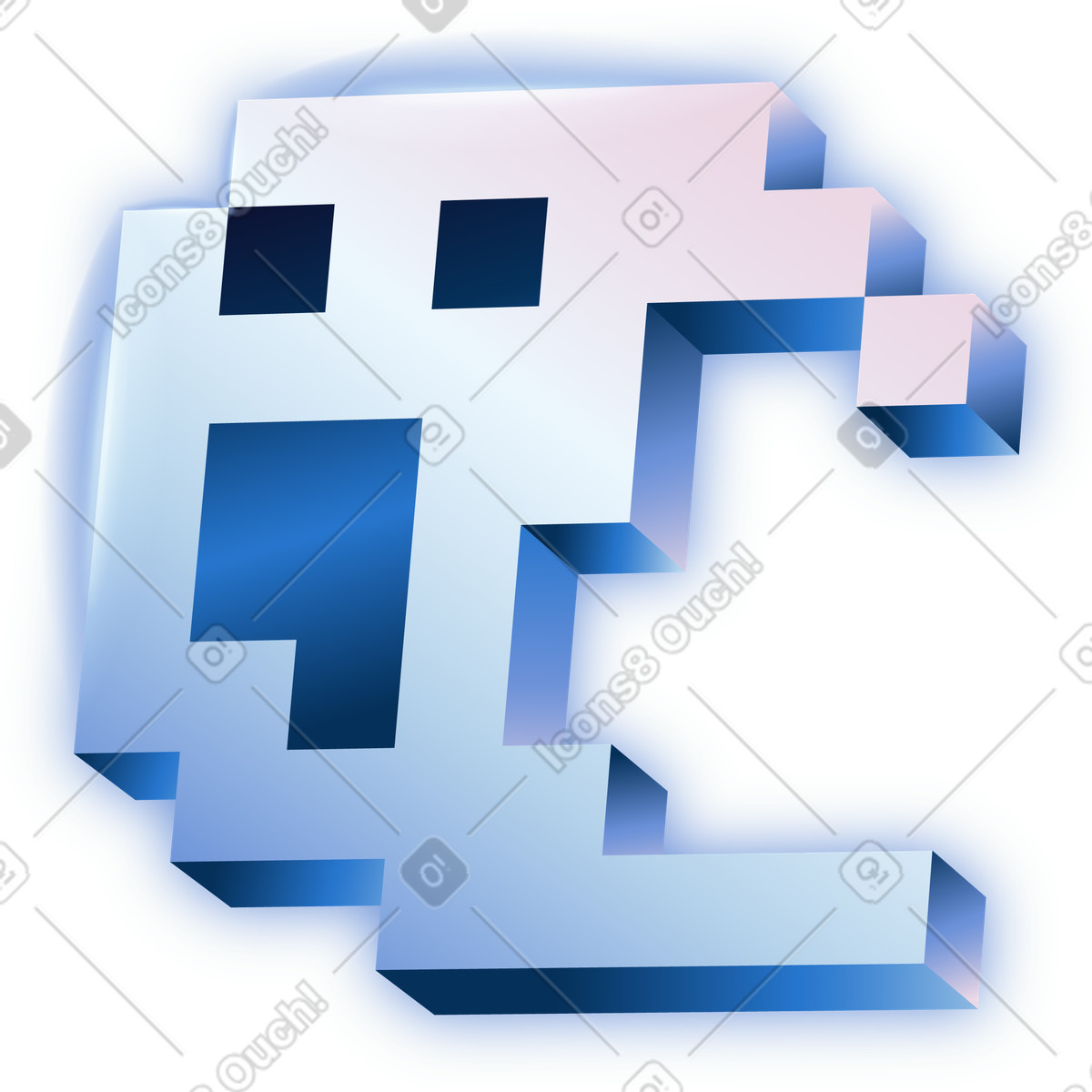 Retro pixel ghost icon for arcade game illustration in Dimension style download in PNG, SVG