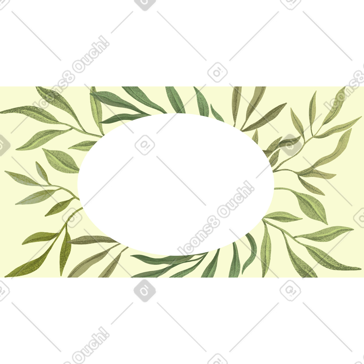Illustration Leaf wreath with copy space, Botanical greeting card dans le style Floral à télécharger aux formats PNG, SVG