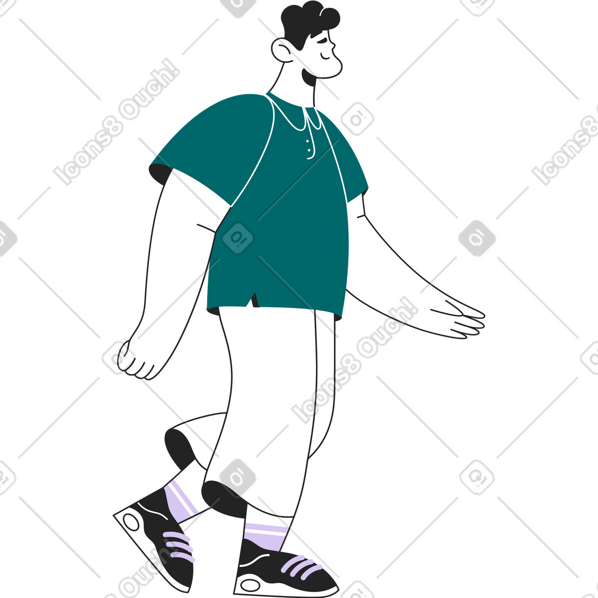 Ilustración Hombre feliz caminando en estilo Sammy Line a descargar en PNG y SVG