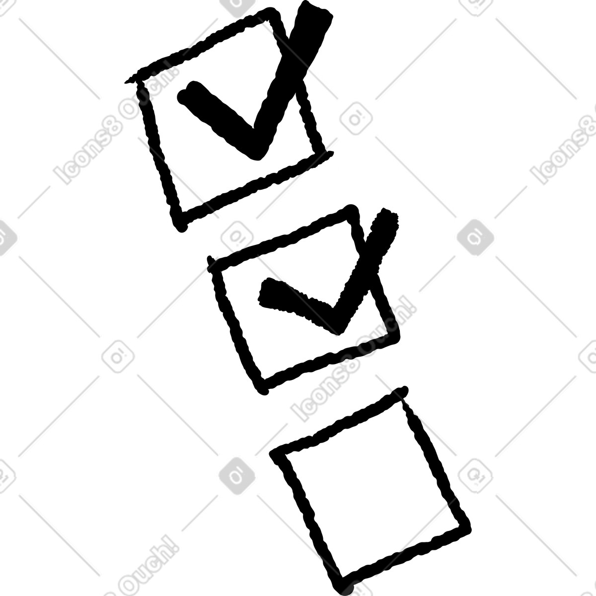 Black Chalk 스타일의 Checkbox hand drawn tick marks in vertical task list layout 일러스트레이션 PNG, SVG 다운로드