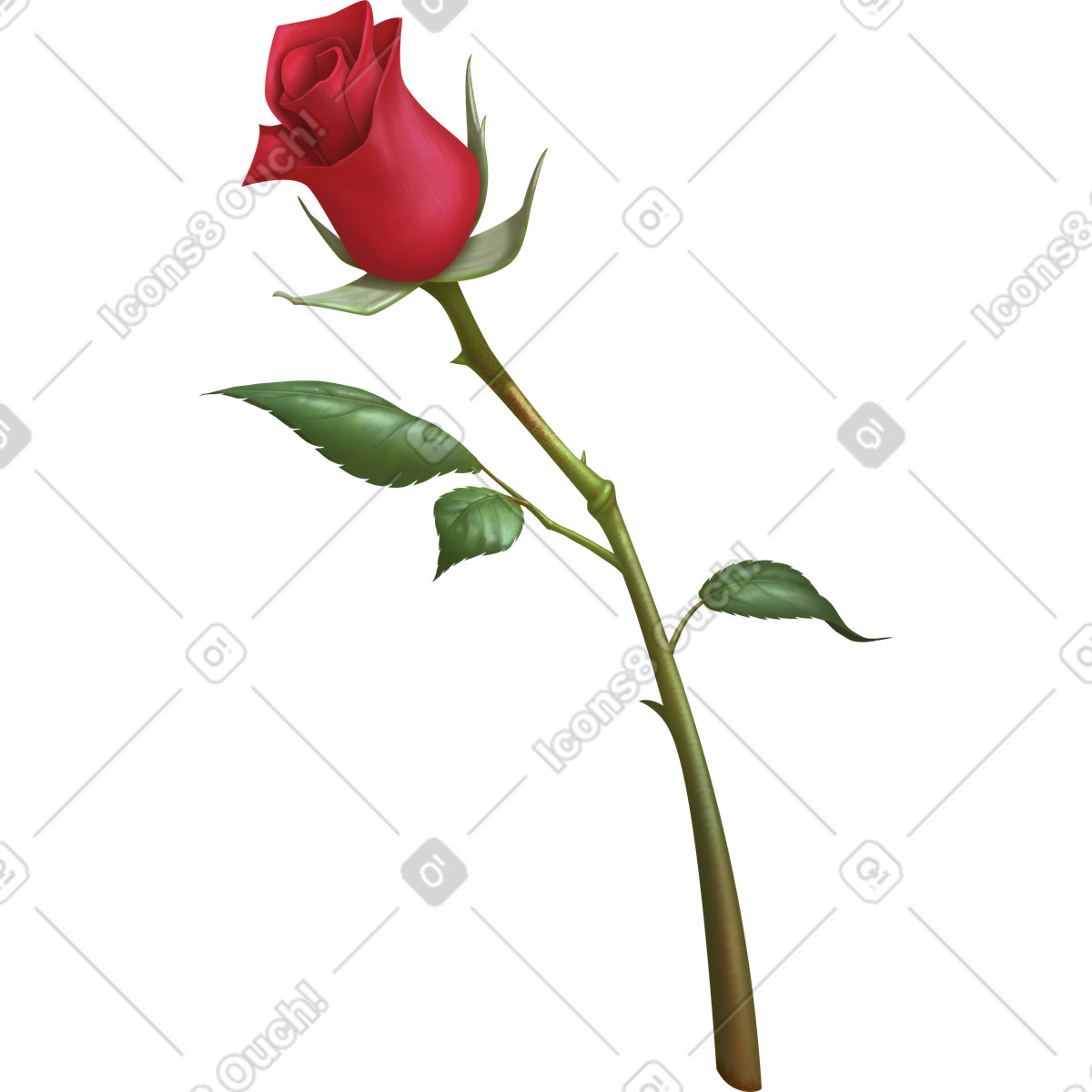 Single rose-Illustration im Props-Stil als Download in PNG, SVG