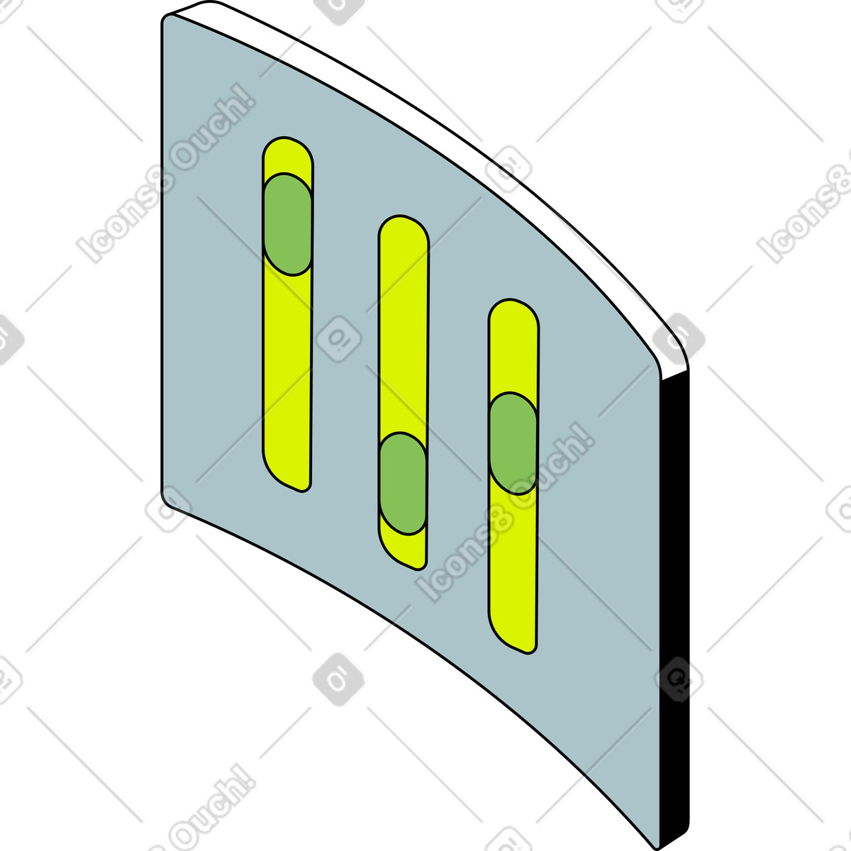 Isometric スタイルの ボタン付きのダイアグラム のイラストをPNG、SVG形式でダウンロード
