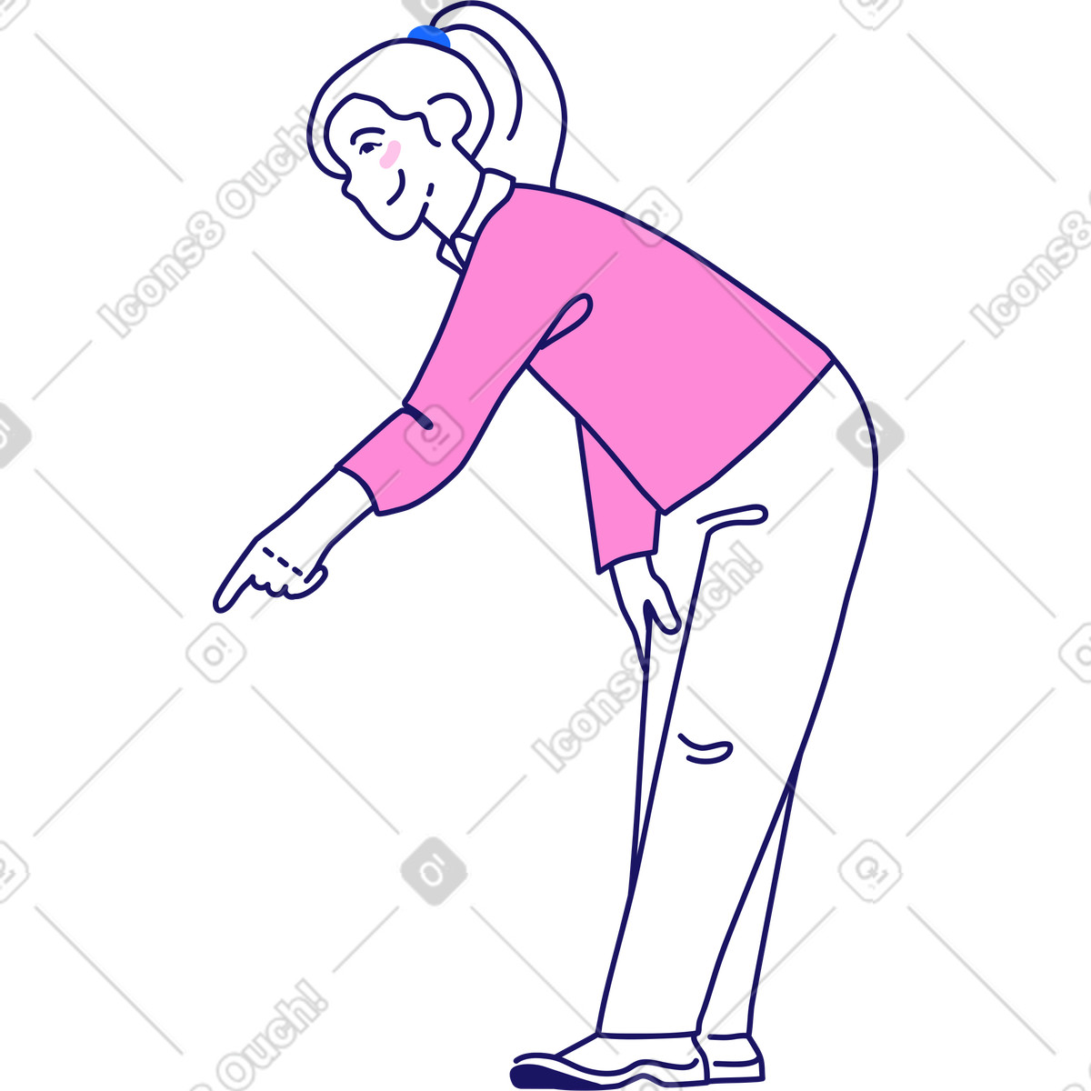 La bambina indica con il dito indice illustrazione in stile Matey scarica in PNG, SVG
