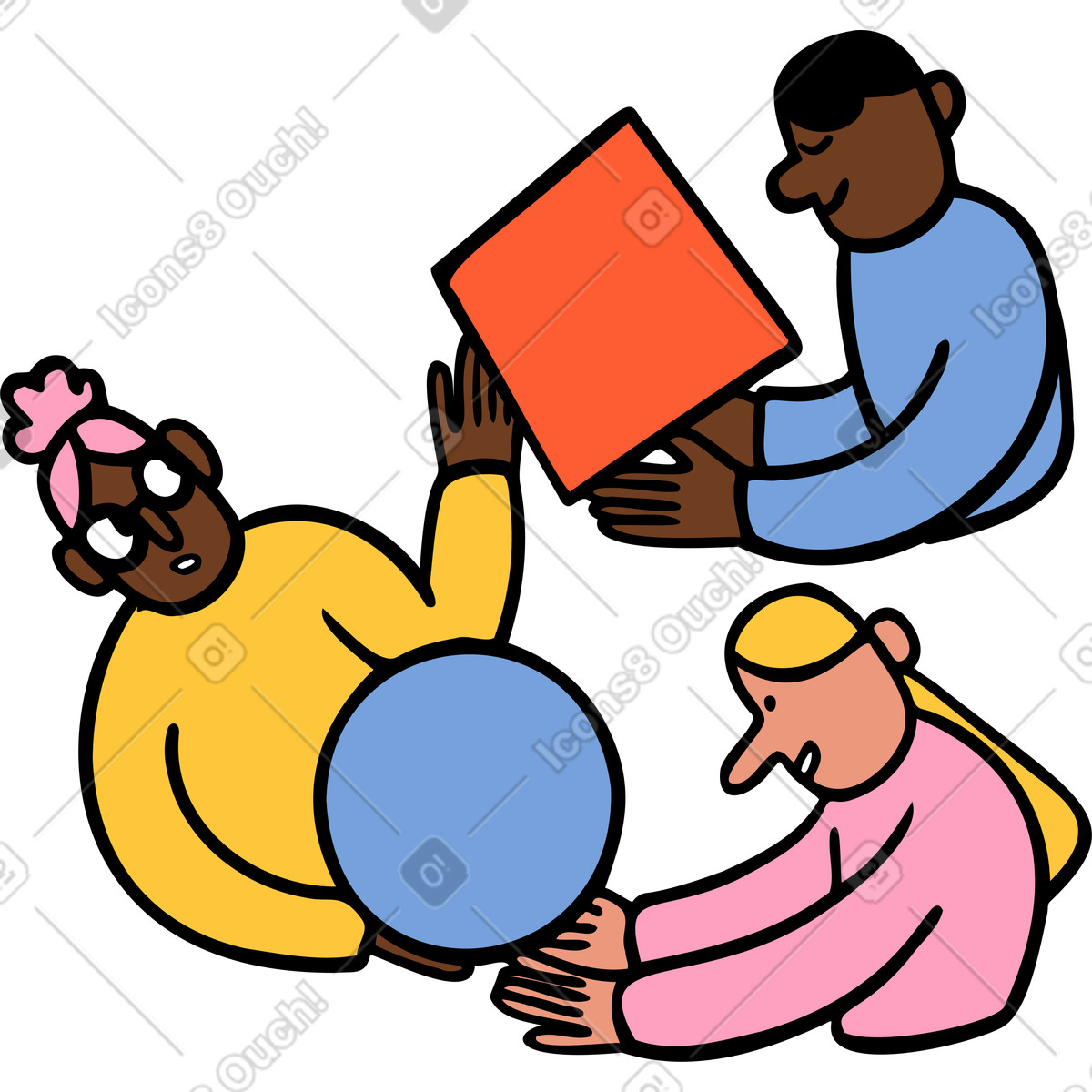Persone che si danno cose a vicenda illustrazione in stile Comic scarica in PNG, SVG