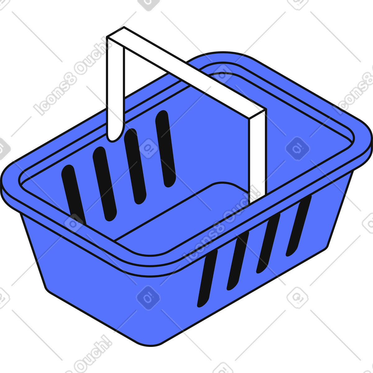 Ilustración Basket empty shopping container with handle for retail store purchases en estilo Main a descargar en PNG y SVG