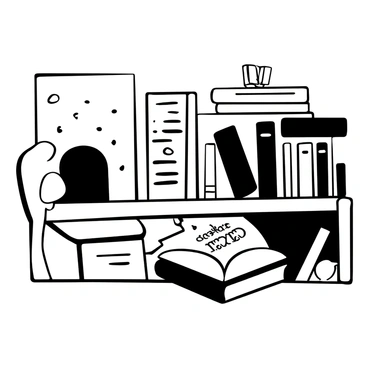 A matchbook with the words "Quaint Bookstore" printed on it, lying on a wooden table. In the background, there are tall stacks of various books, some leaning and others neatly arranged. A cozy reading chair is positioned beside the stacks, inviting anyone to sit and read. The chair has a soft cushion and is surrounded by a few open books resting on the floor.