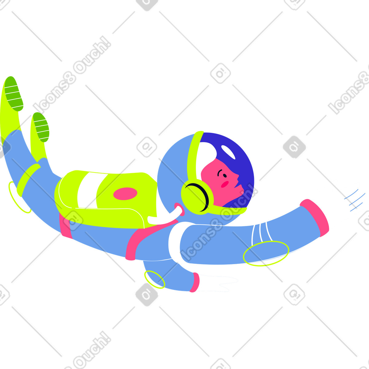 Flying astronaut illustration in Space style download in PNG, SVG