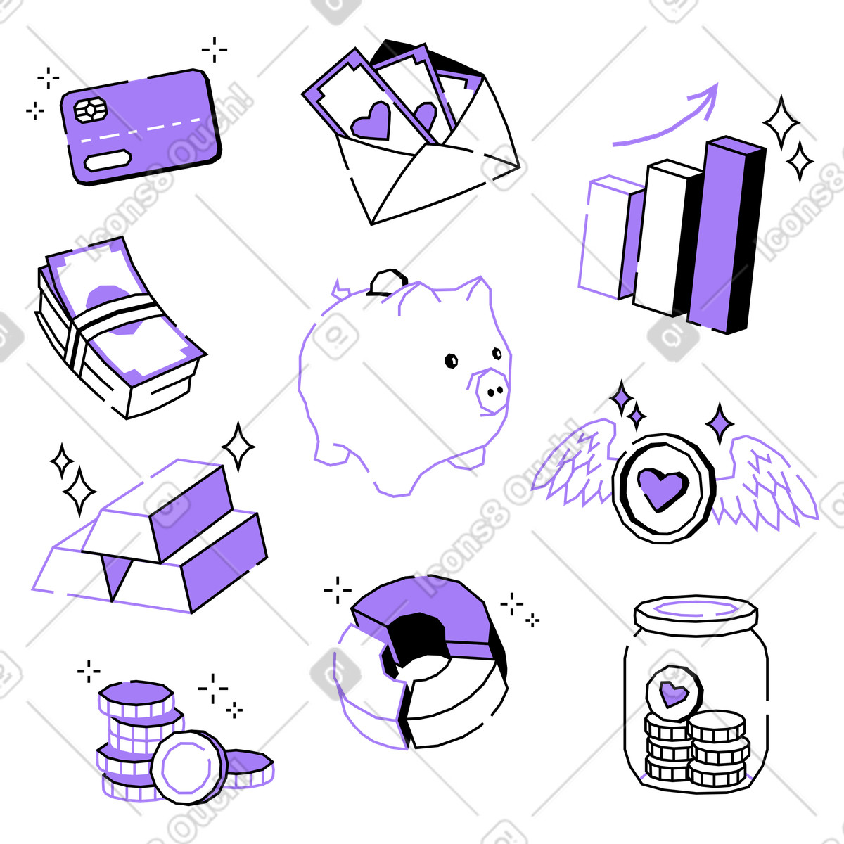 Amethyst スタイルの 金融商品とお金 のイラストをPNG、SVG形式でダウンロード