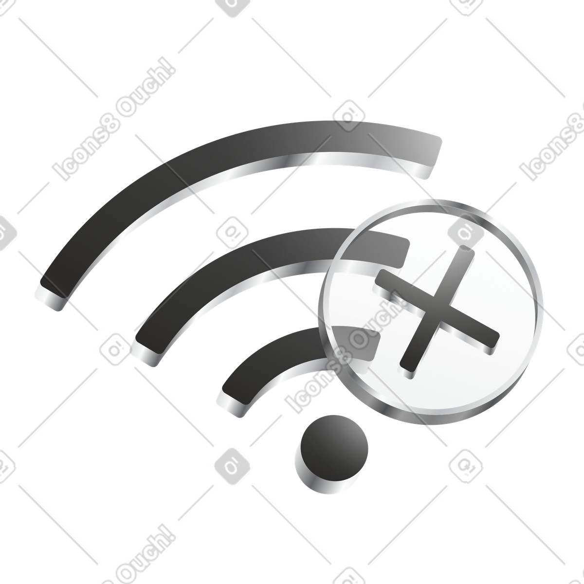Ilustração de Wifi connection error symbol showing network offline or disabled status em no estilo Token para baixar em PNG, SVG