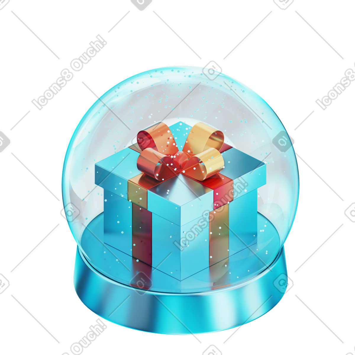 Ilustración animada Christmas snow globe with gift en estilo 3D Glare a descargar en GIF, Lottie (JSON), AE