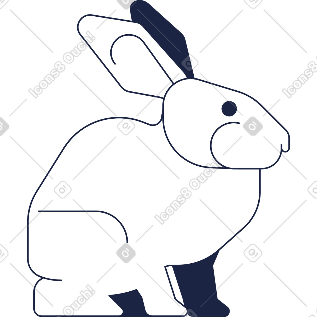 Ilustração de Coelho em no estilo Urban Line para baixar em PNG, SVG