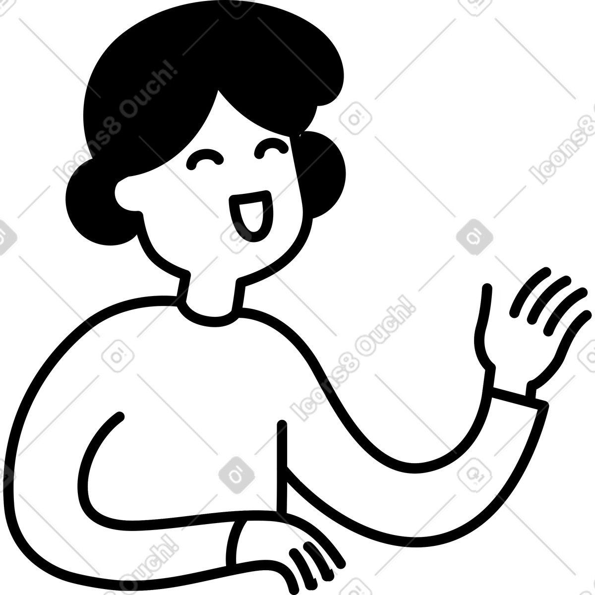 Character waving hand with smile and simple minimal line style illustrazione in stile Notion Art scarica in PNG, SVG