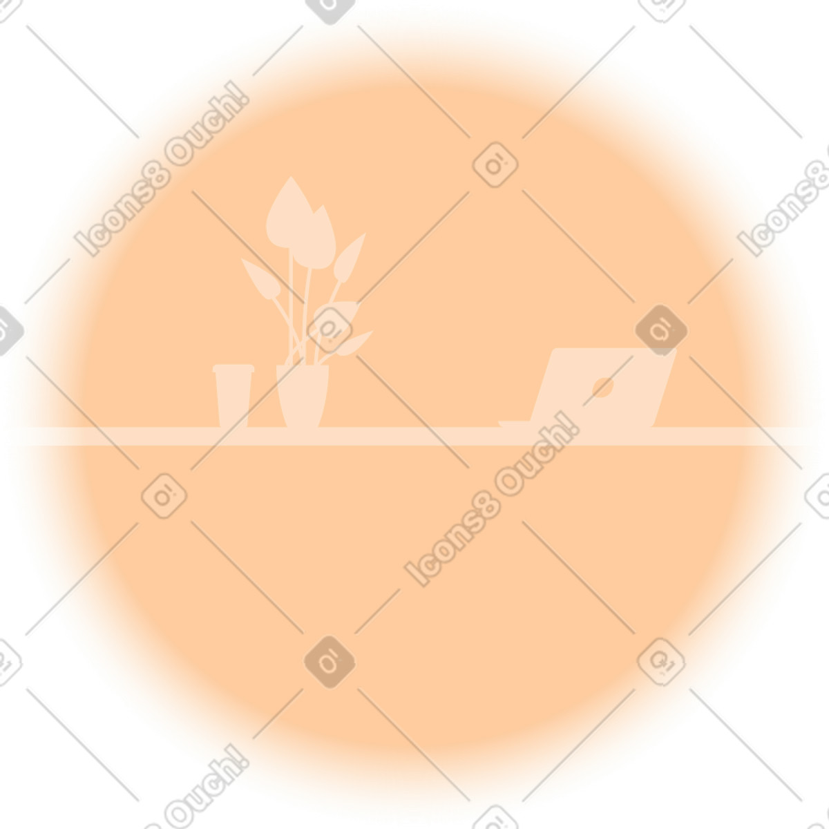 Tavolo sullo sfondo dell'appartamento in un cerchio illustrazione stile Worky scarica PNG, SVG