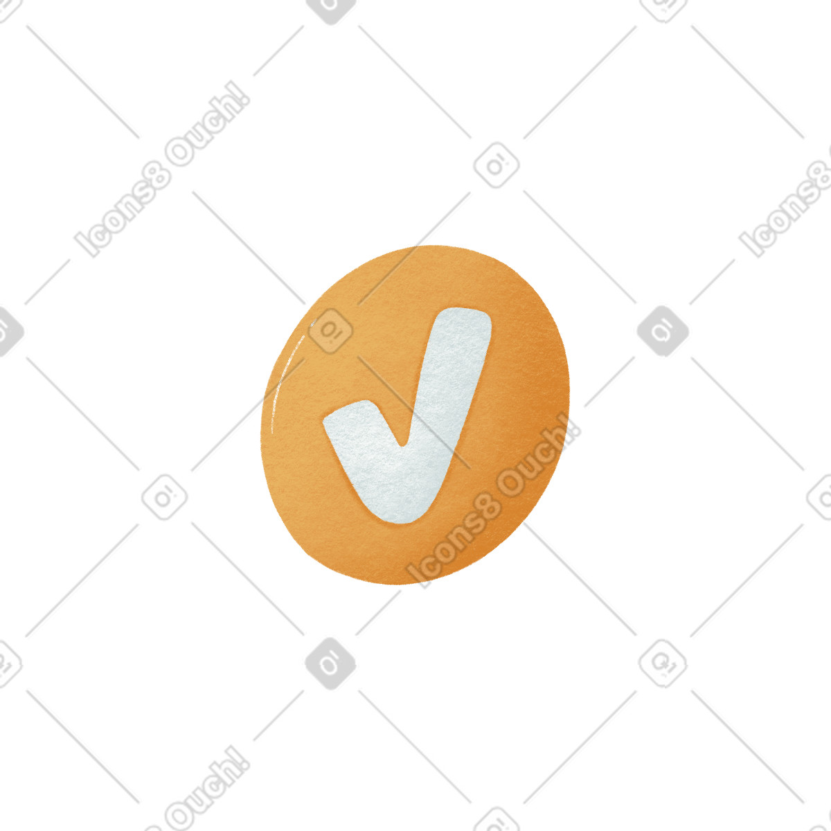 Woolly 스타일의 White check mark in the yellow circle 일러스트레이션 PNG, SVG 다운로드