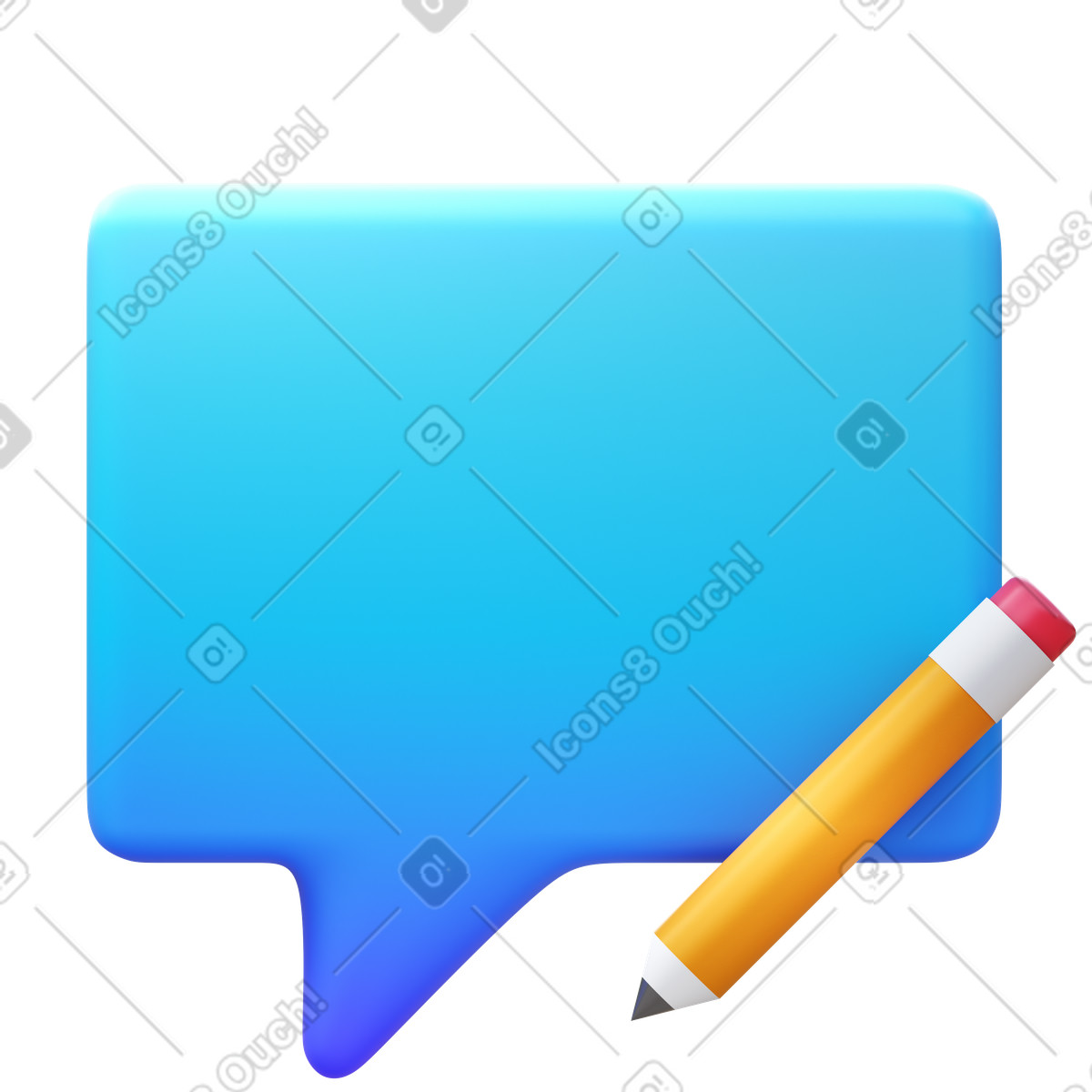 Speech bubble and pencil illustration in 3D Fluency style download in PNG, SVG