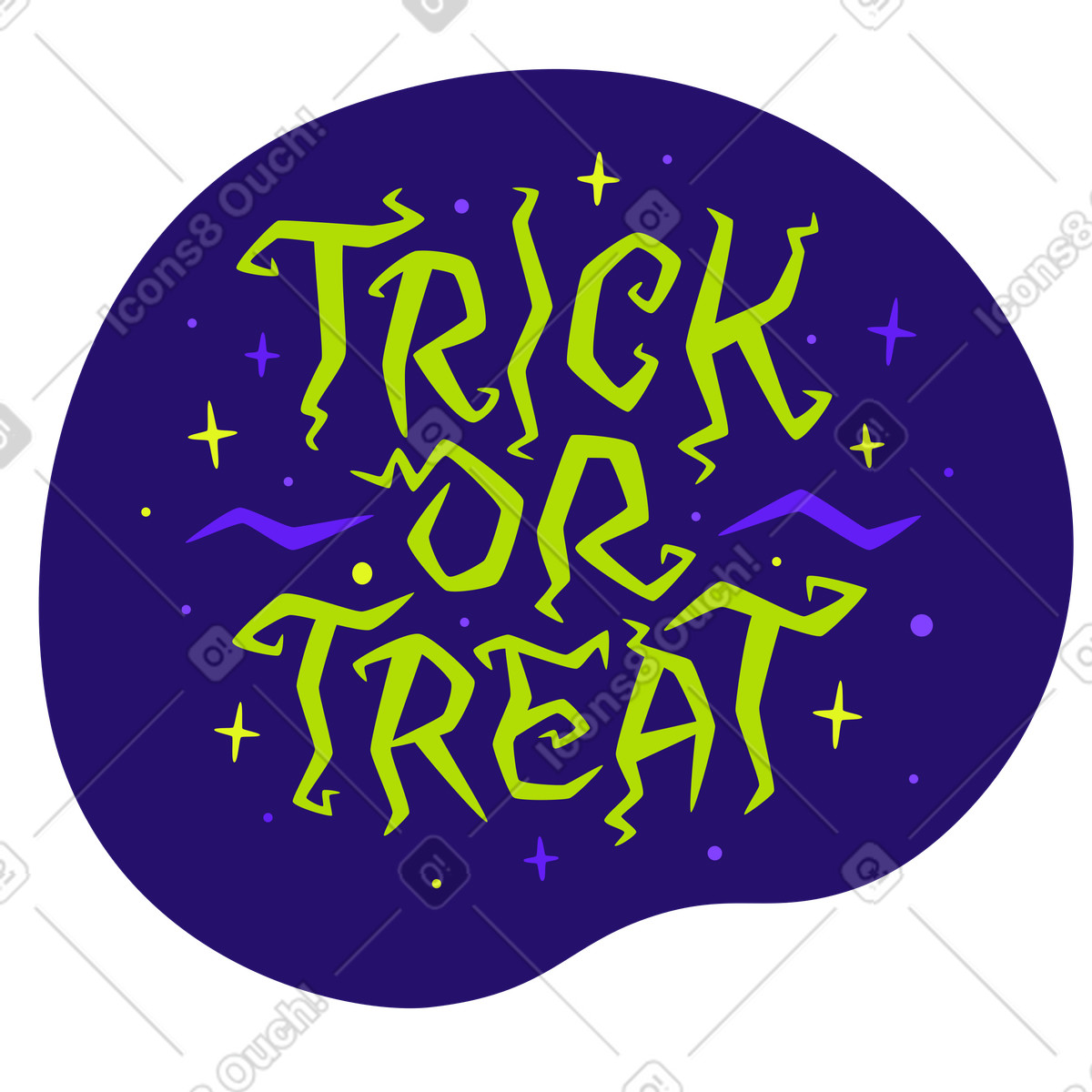 Lettering Trick or treat text in broken style illustration download PNG, SVG