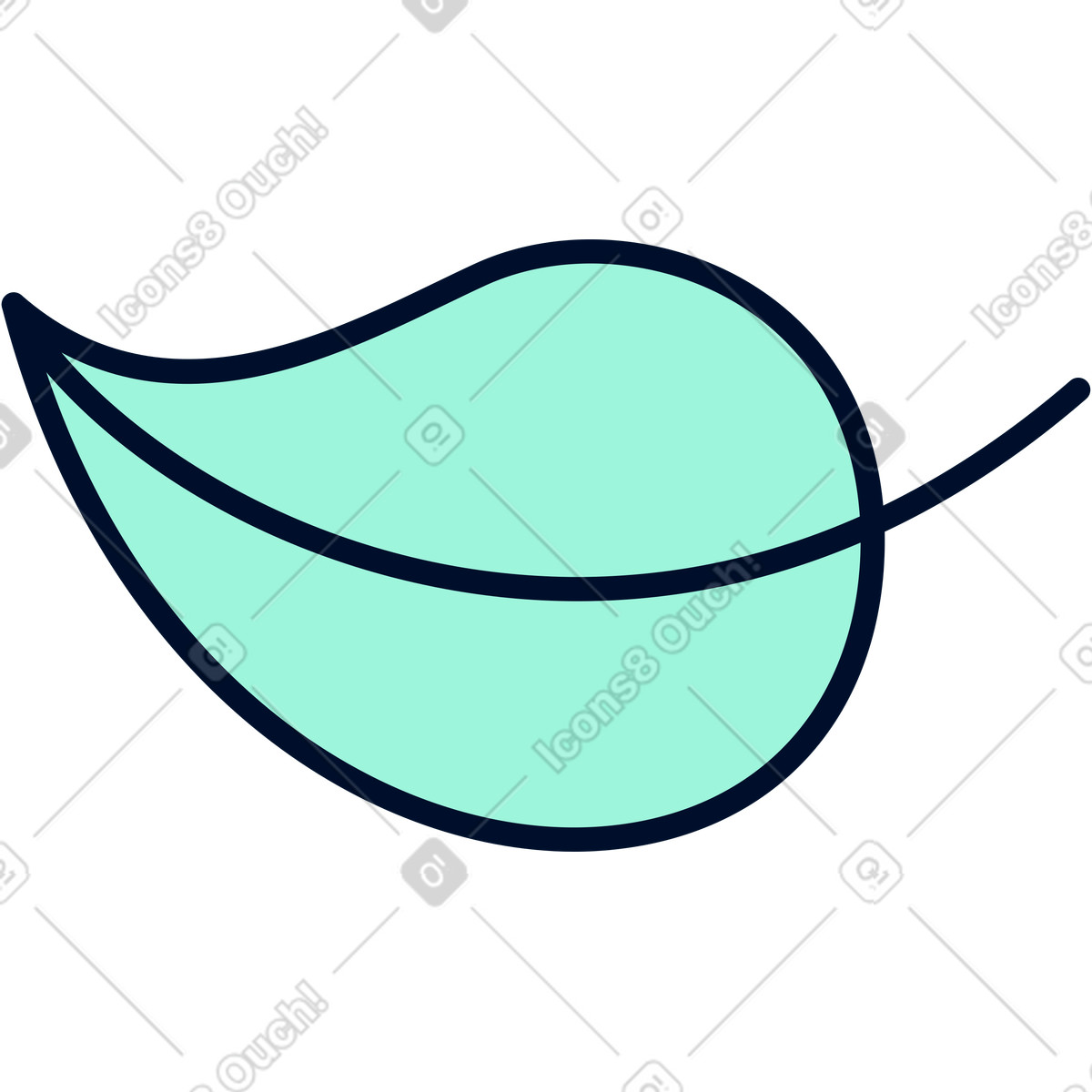 Tree leaf illustration in Teal style download in PNG, SVG