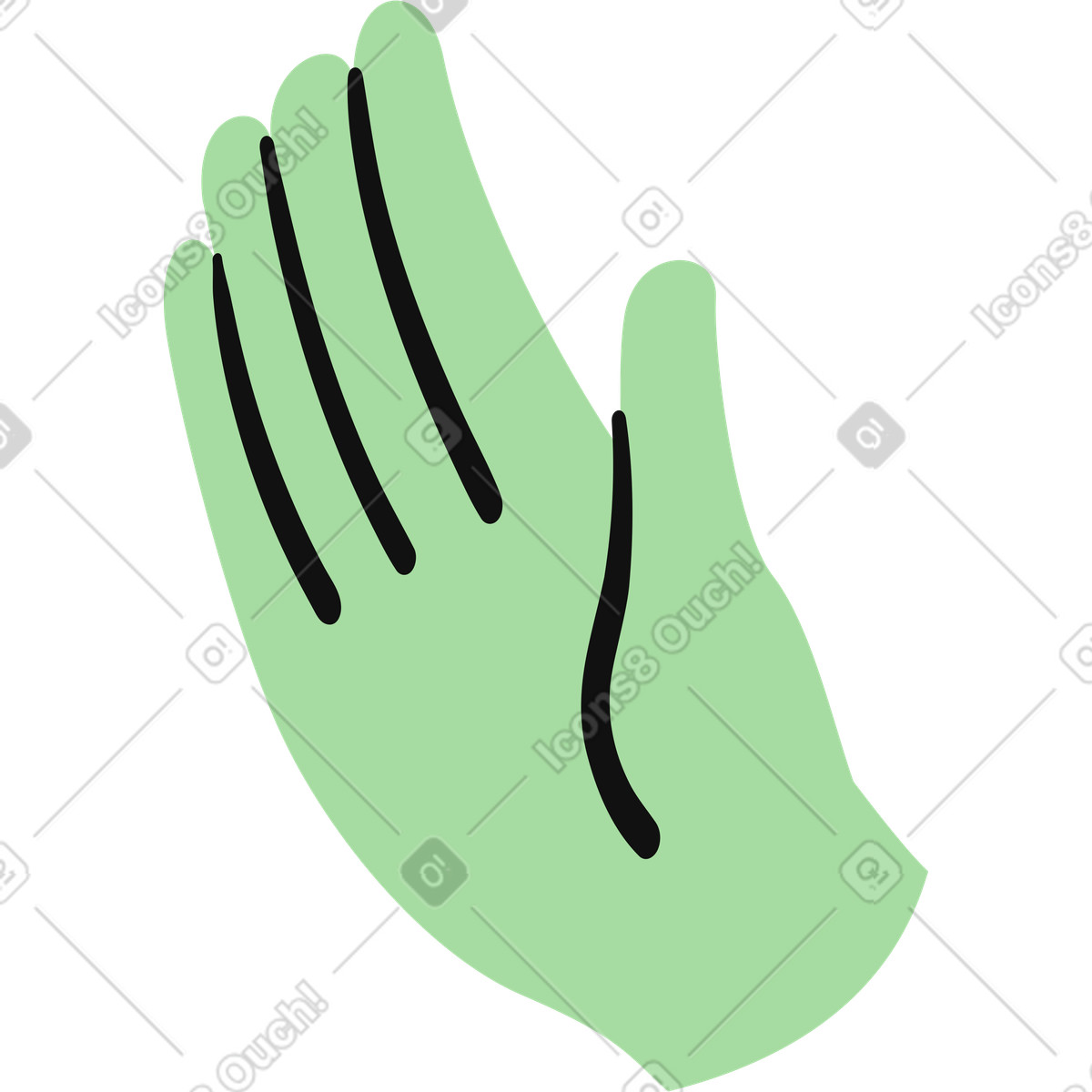 Ilustración Hand raised palm gesture with fingers spread for high five en estilo Organic a descargar en PNG y SVG