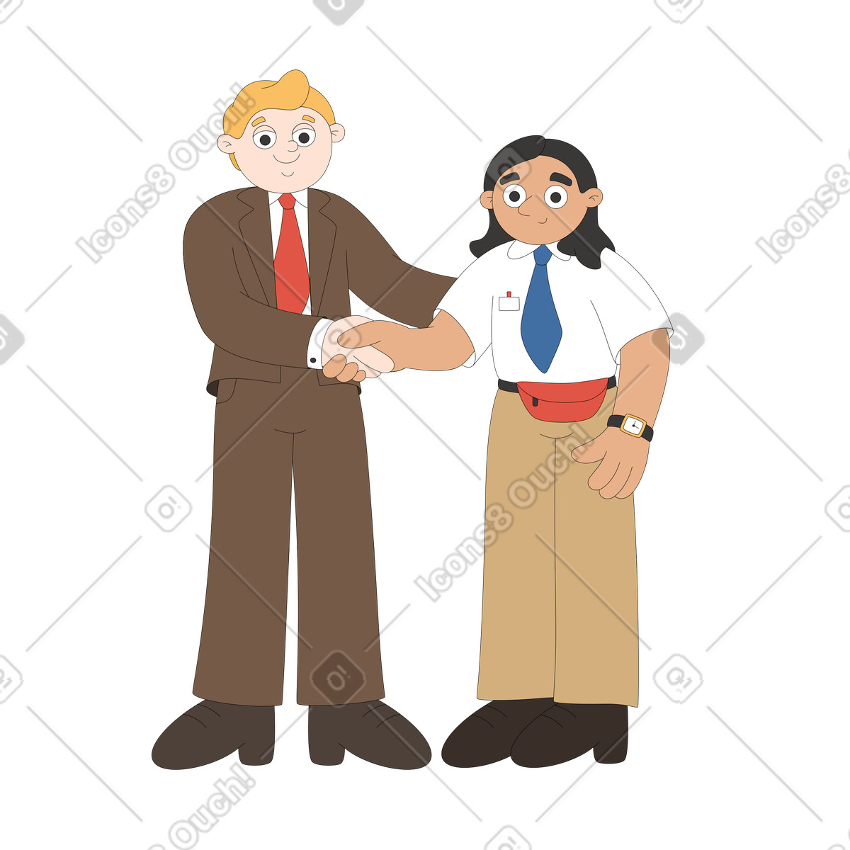 Treffen der mitarbeiter-Illustration im Sitcom-Stil als Download in PNG, SVG