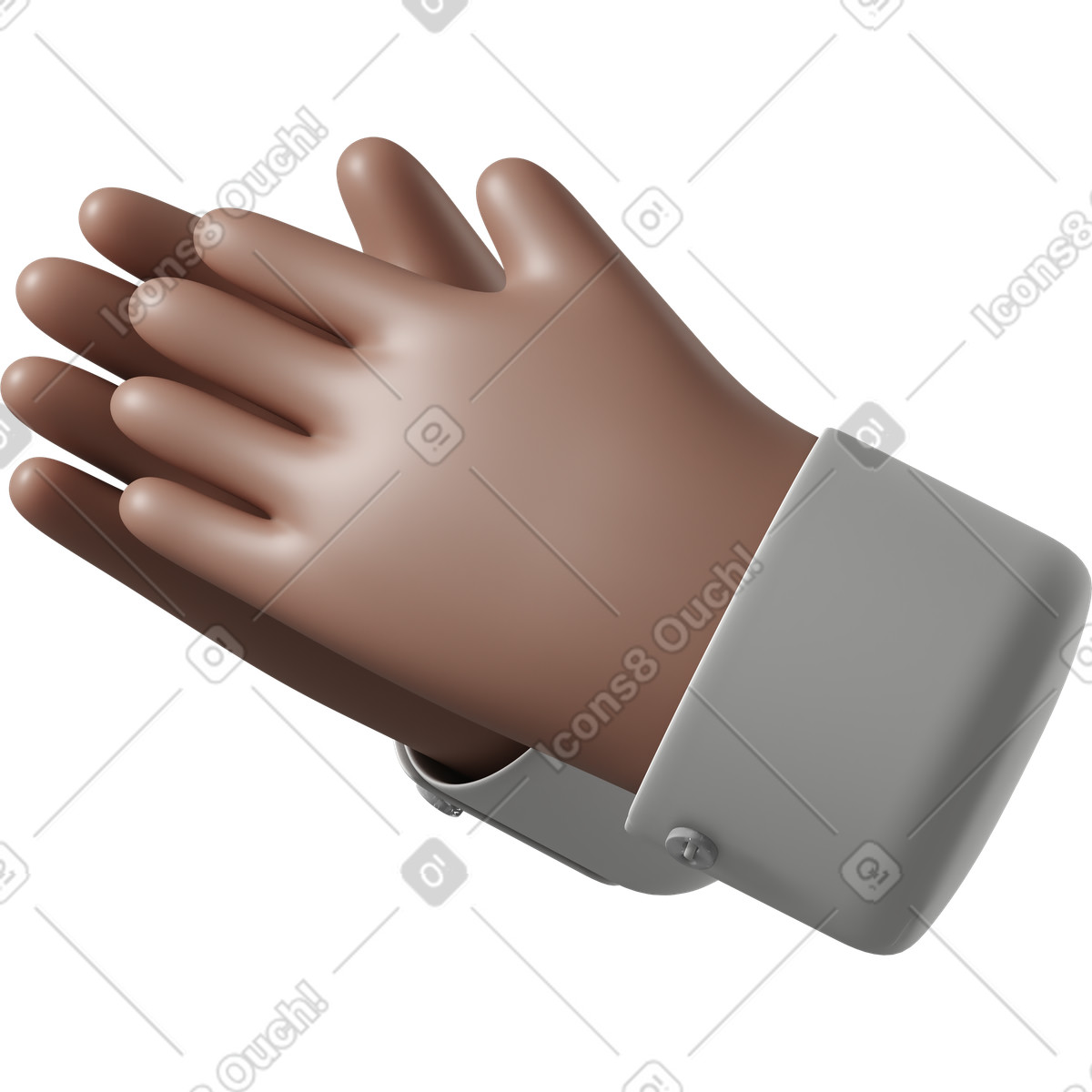 3D Hands Fun&Wild 스타일의 갈색 피부 손 박수 일러스트레이션 PNG, SVG 다운로드