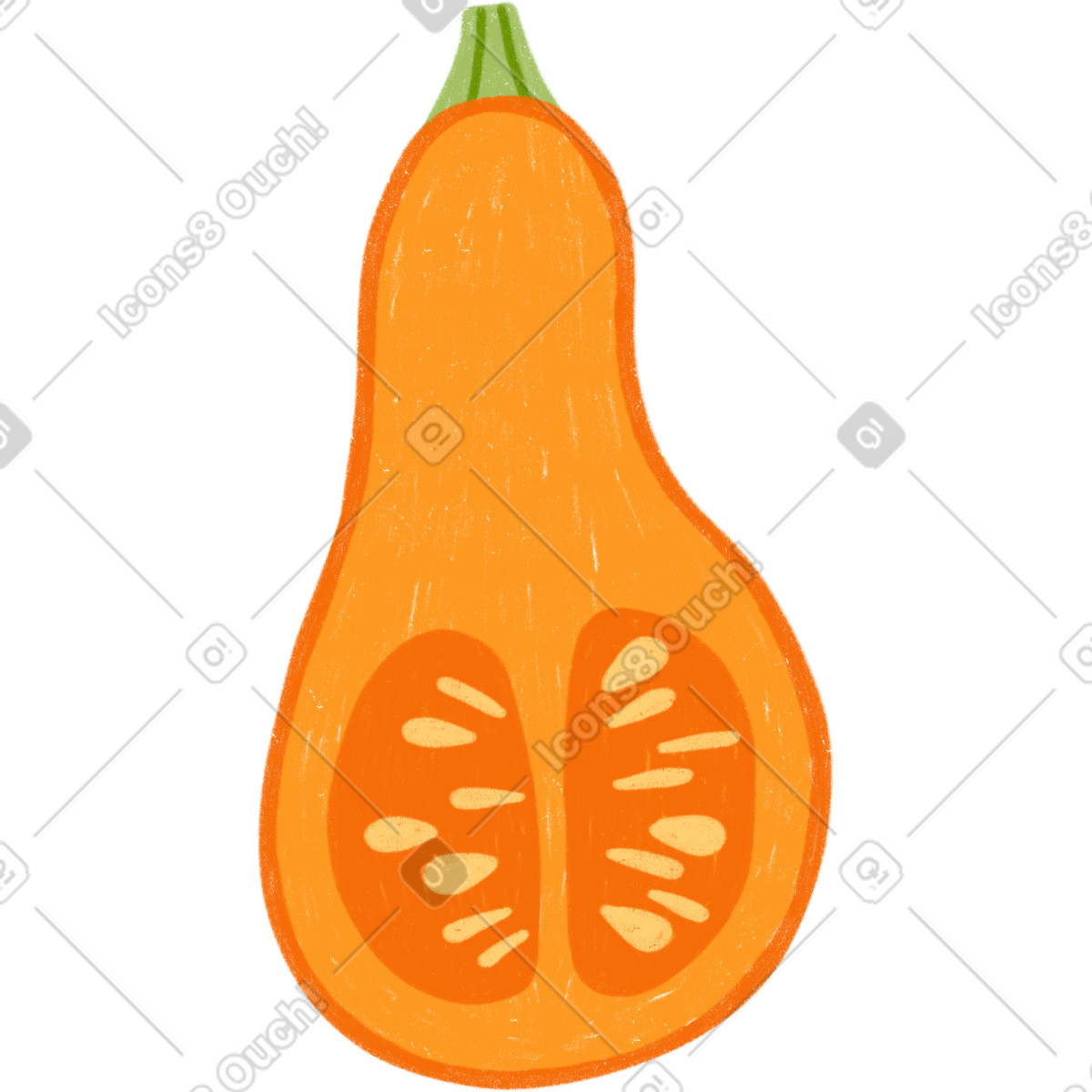 Pumpkin half illustration in Cozy style download in PNG, SVG