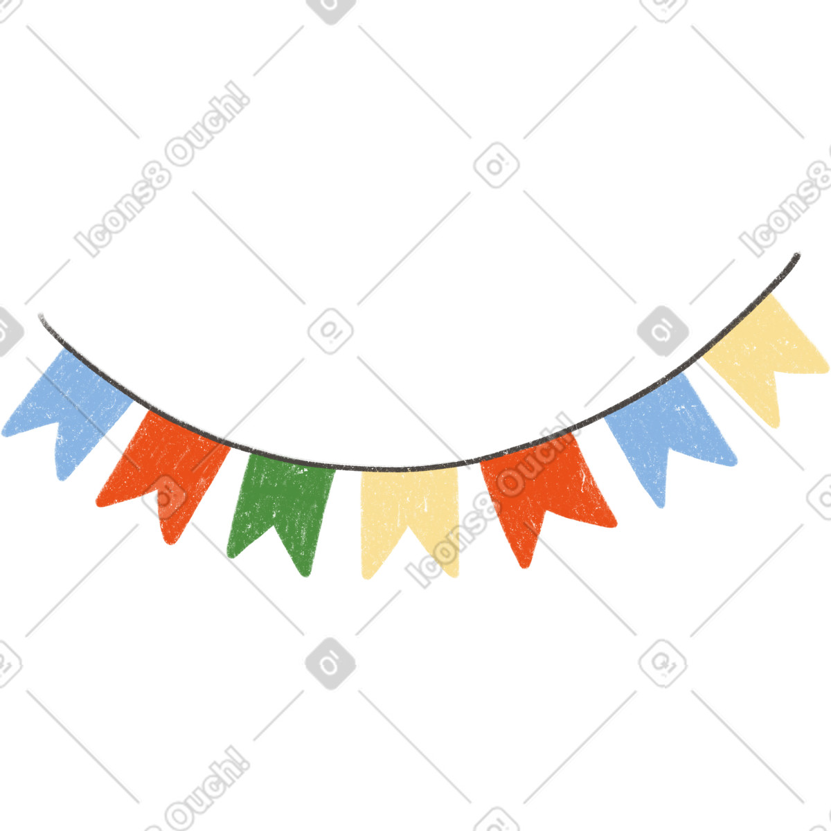 Handdrawn flag garland-Illustration im Experimental-Stil als Download in PNG, SVG